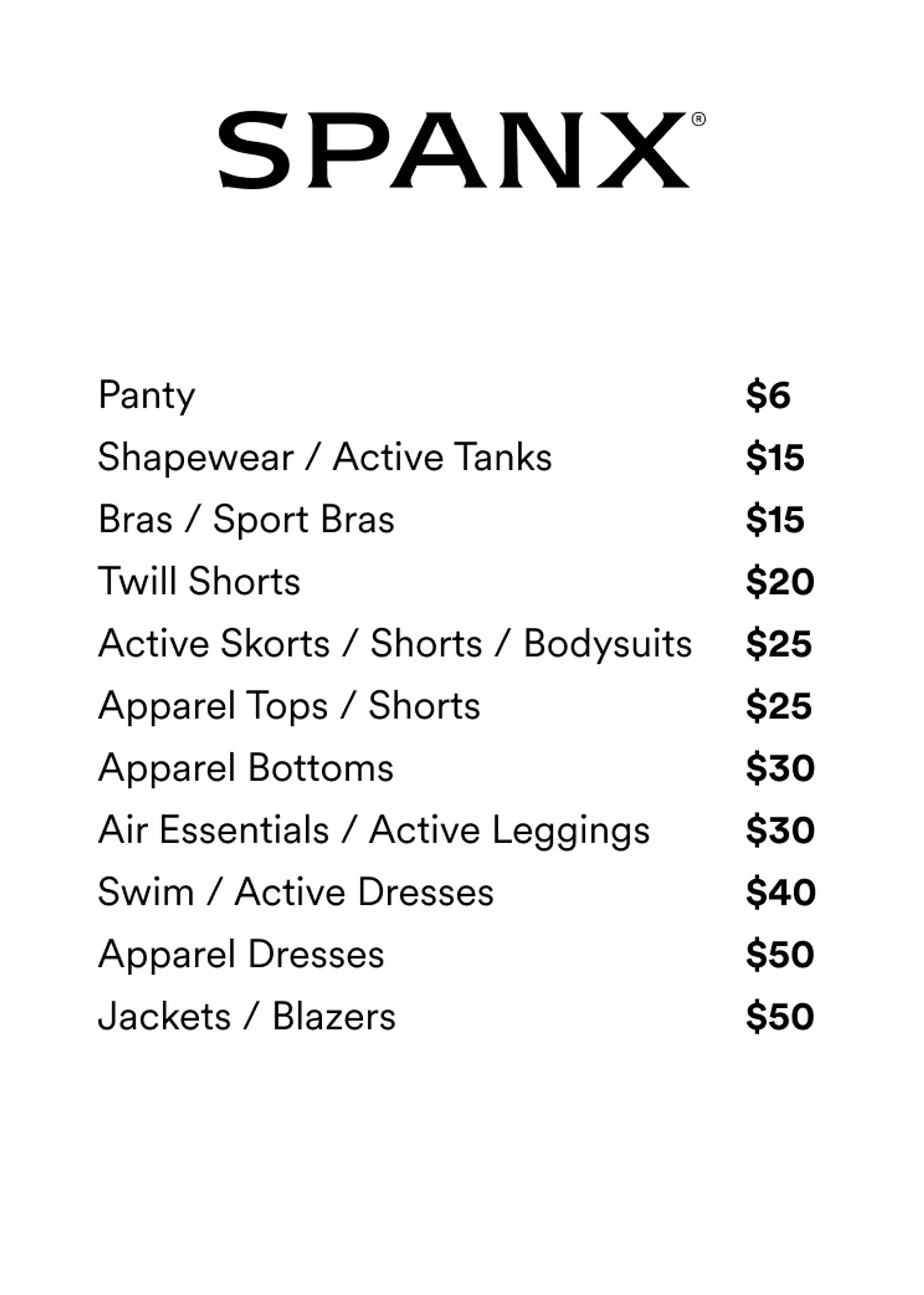 Price list
