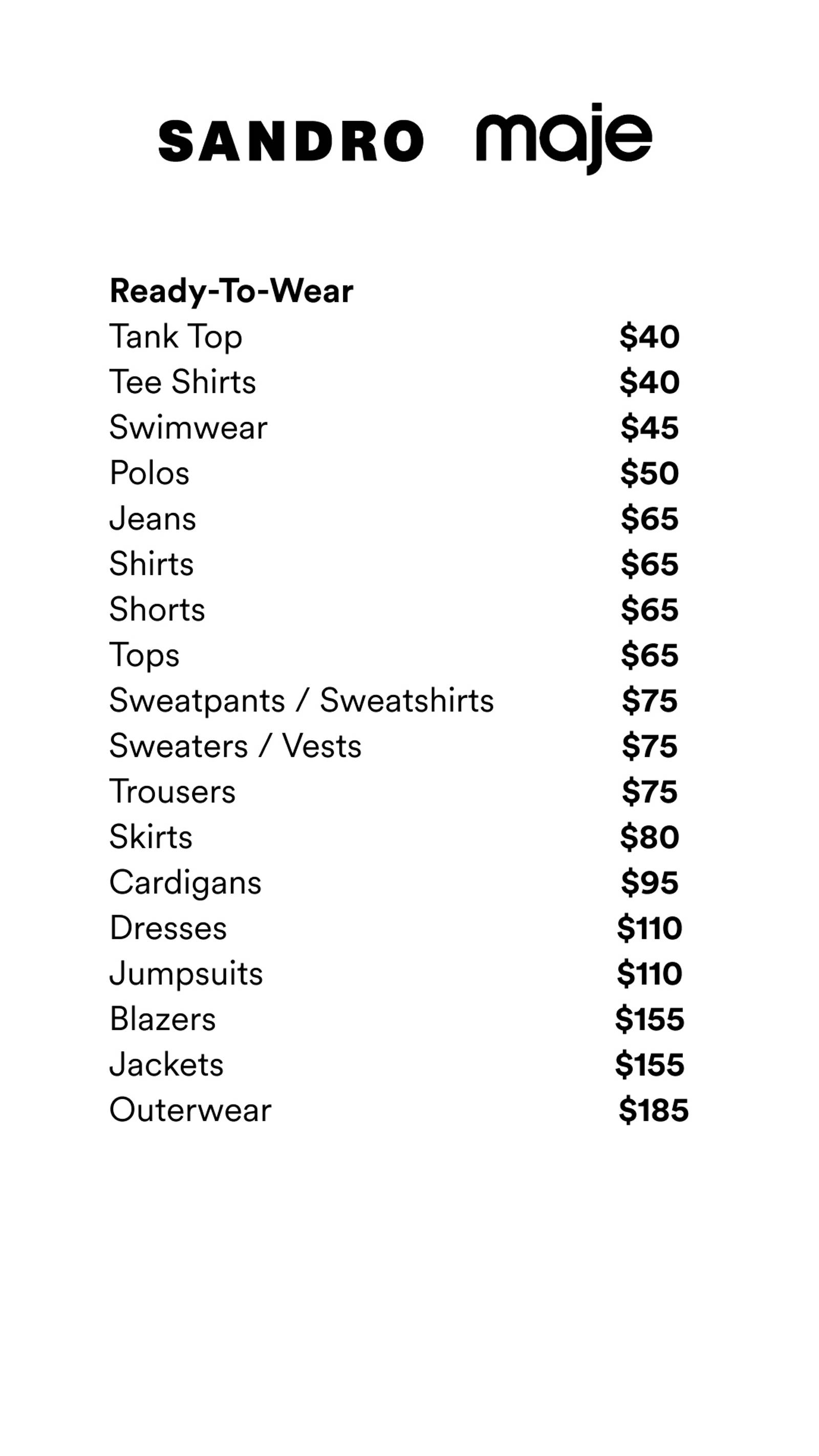 Price list