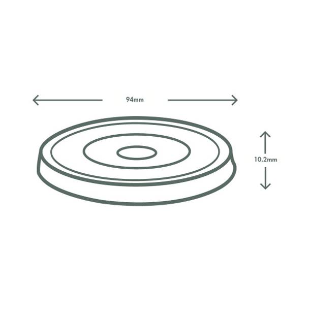 Flat Straw Hole Lid - Plant Fibre - PFAS Free - White - 89/90 Series