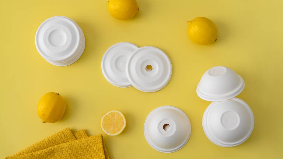 Dome Straw Hole Lid - Plant Fibre - PFAS Free - White - 89/90 Series