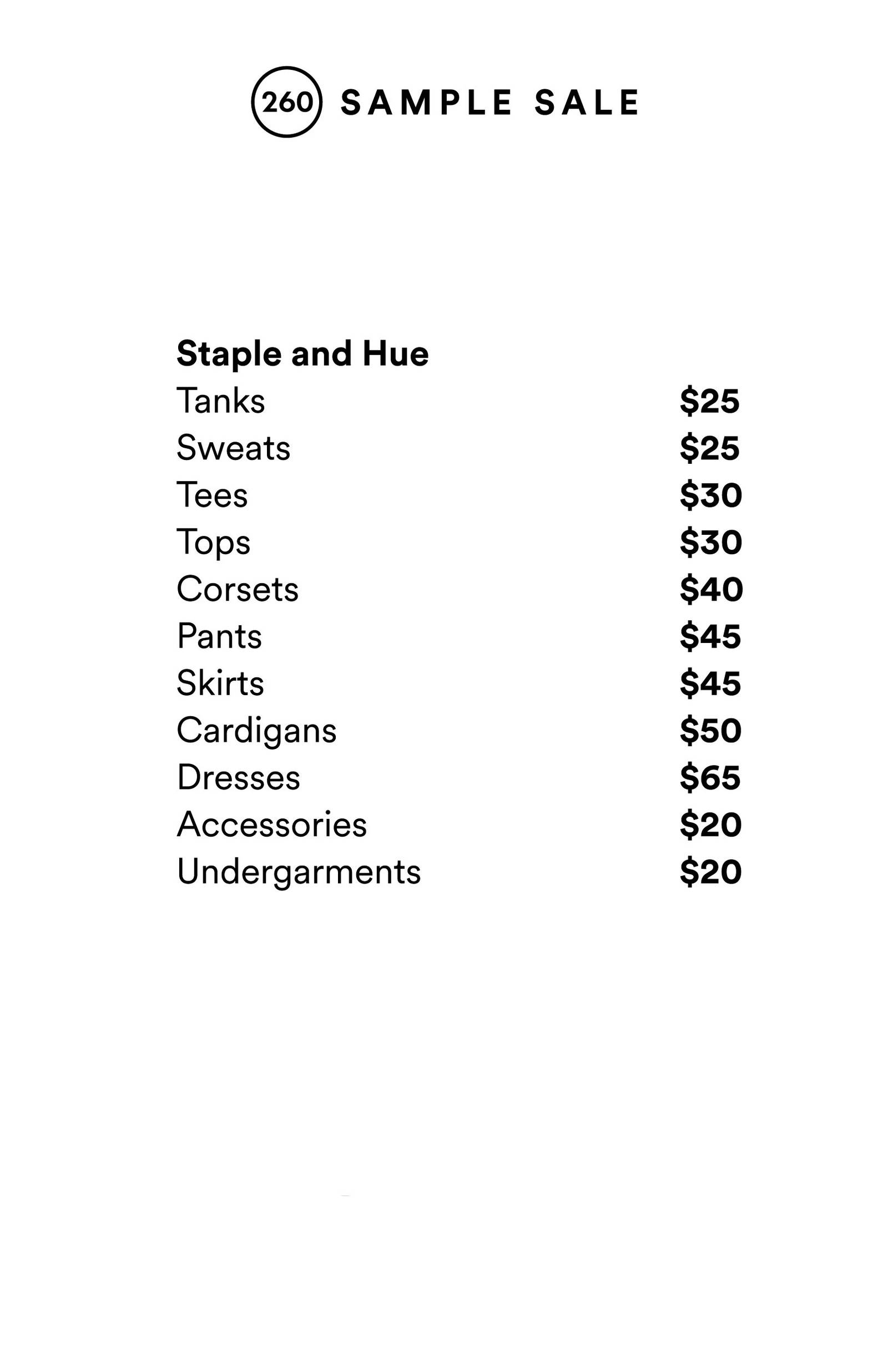 Price list