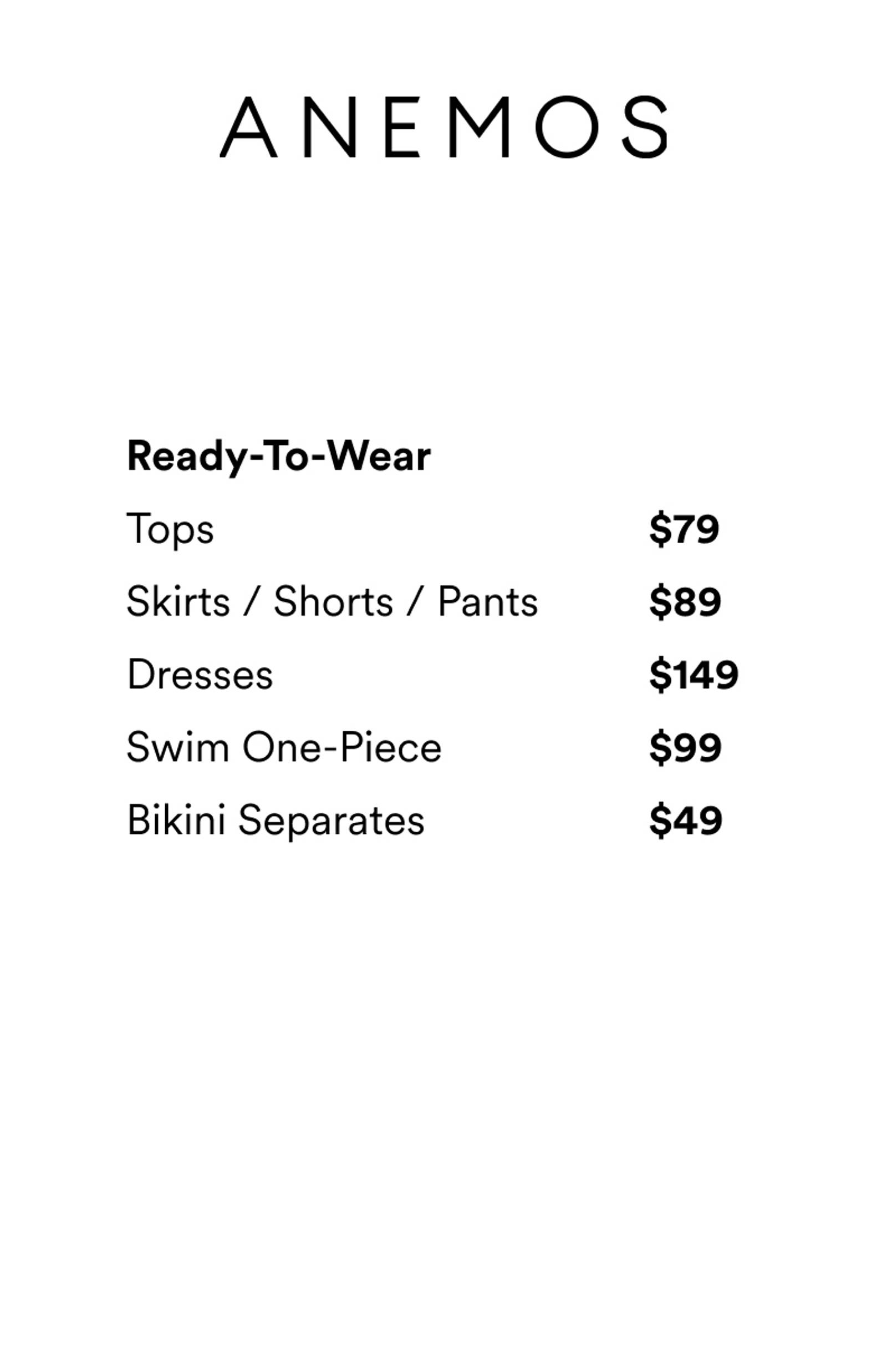 Price list