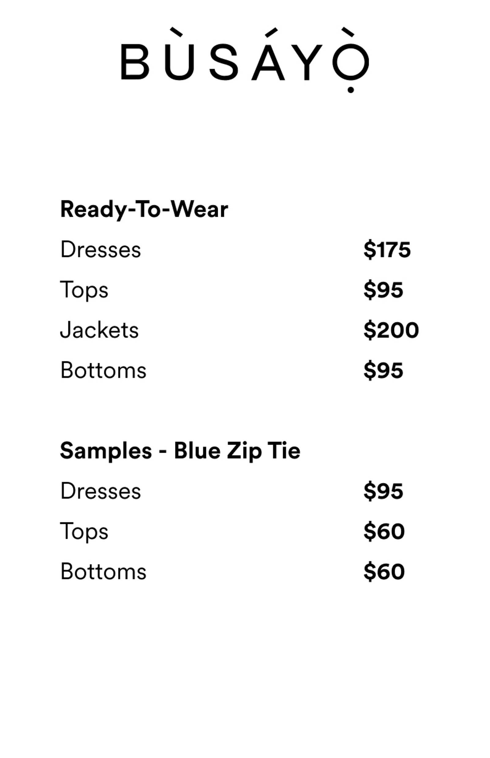 Price list