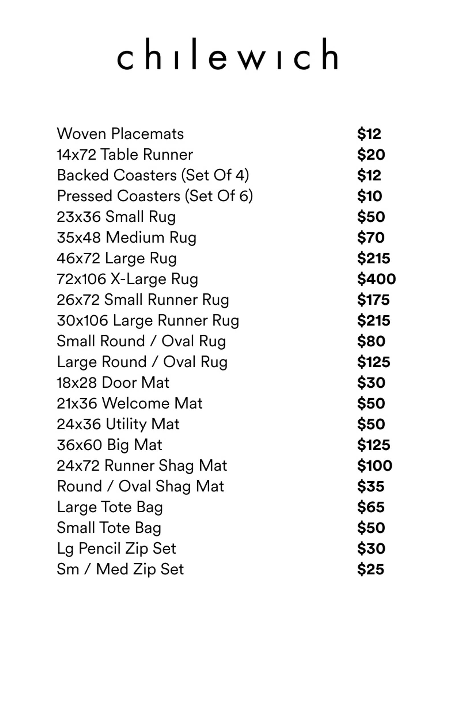 Price list