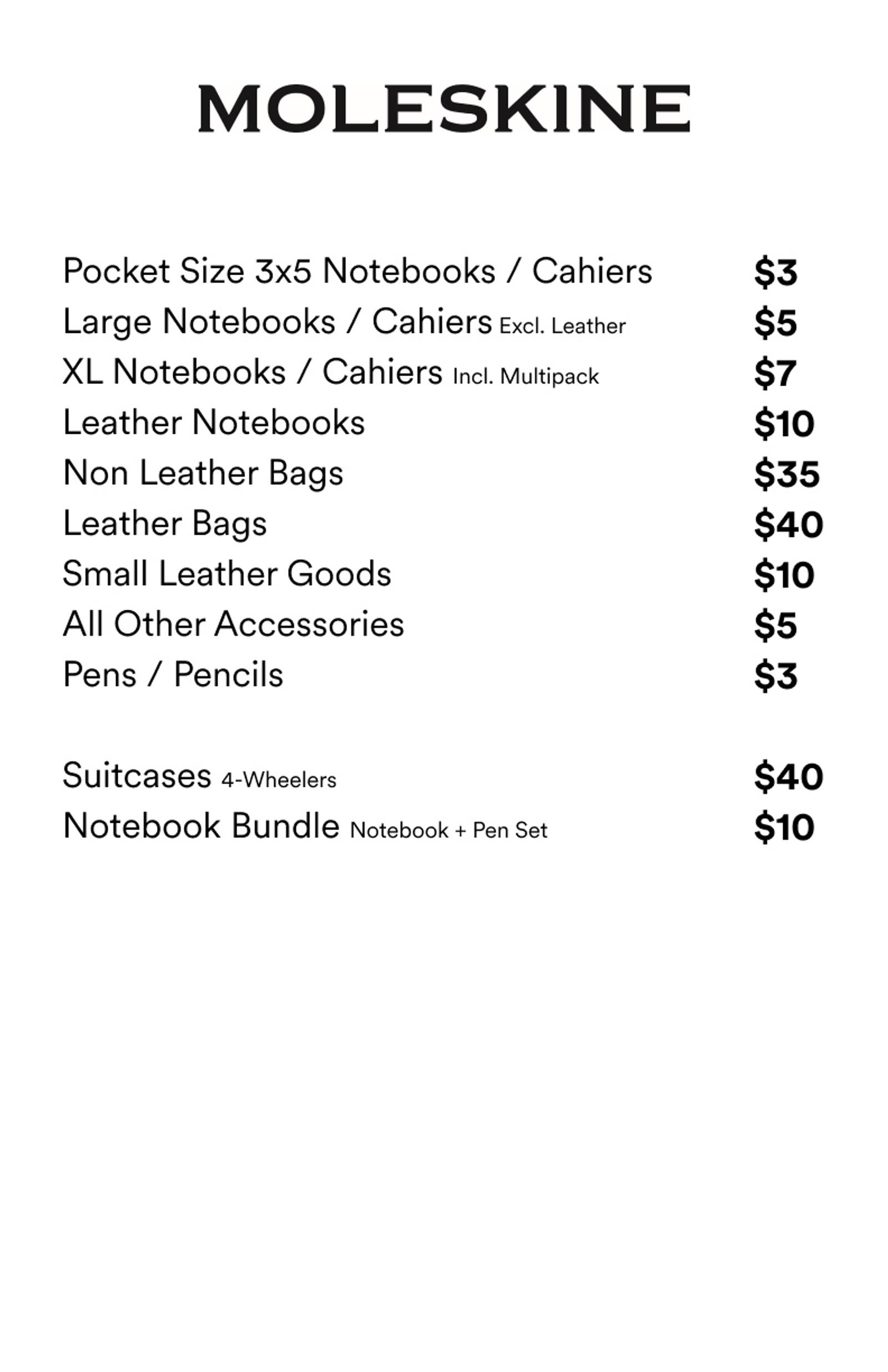 Price list
