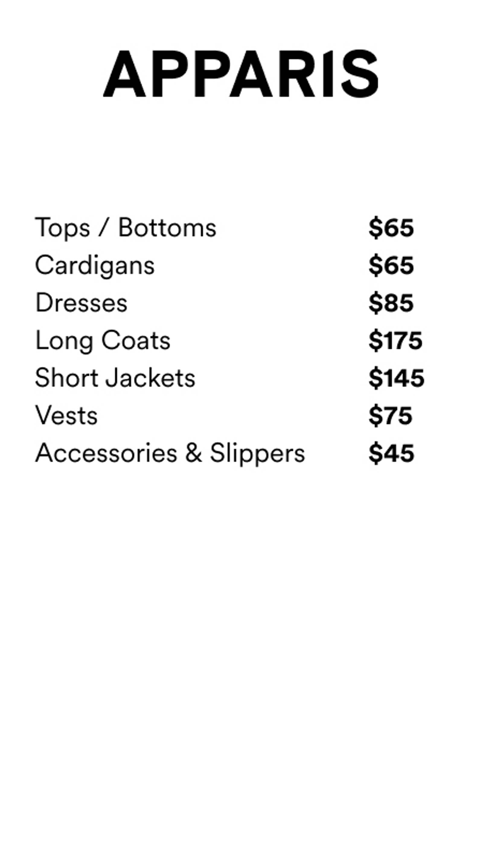 Price list