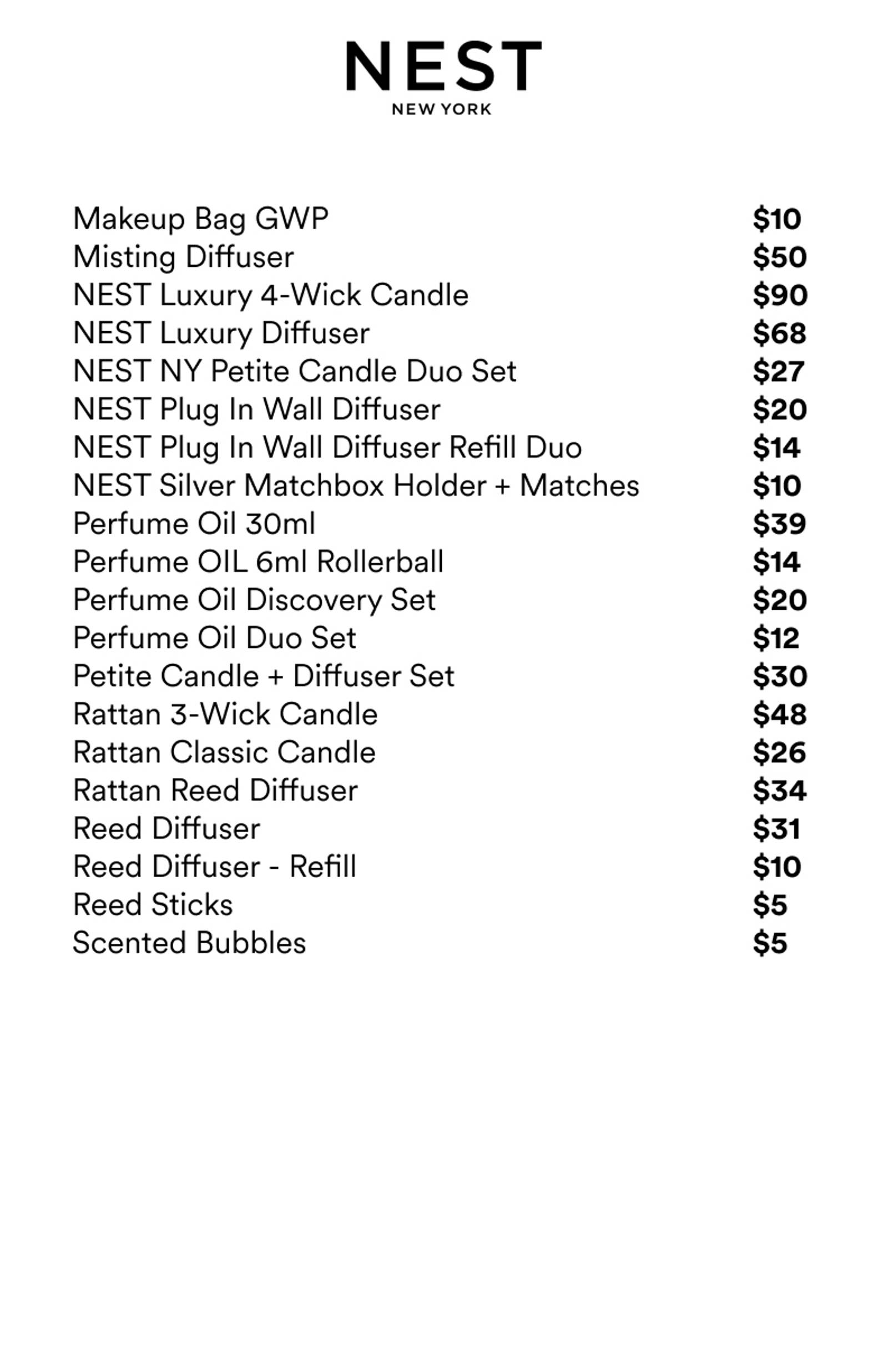 Price list