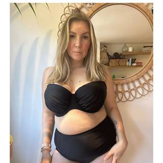 Flirtelle Maya Bay Padded Balcony Bikini Top Black as worn by @beingamykate