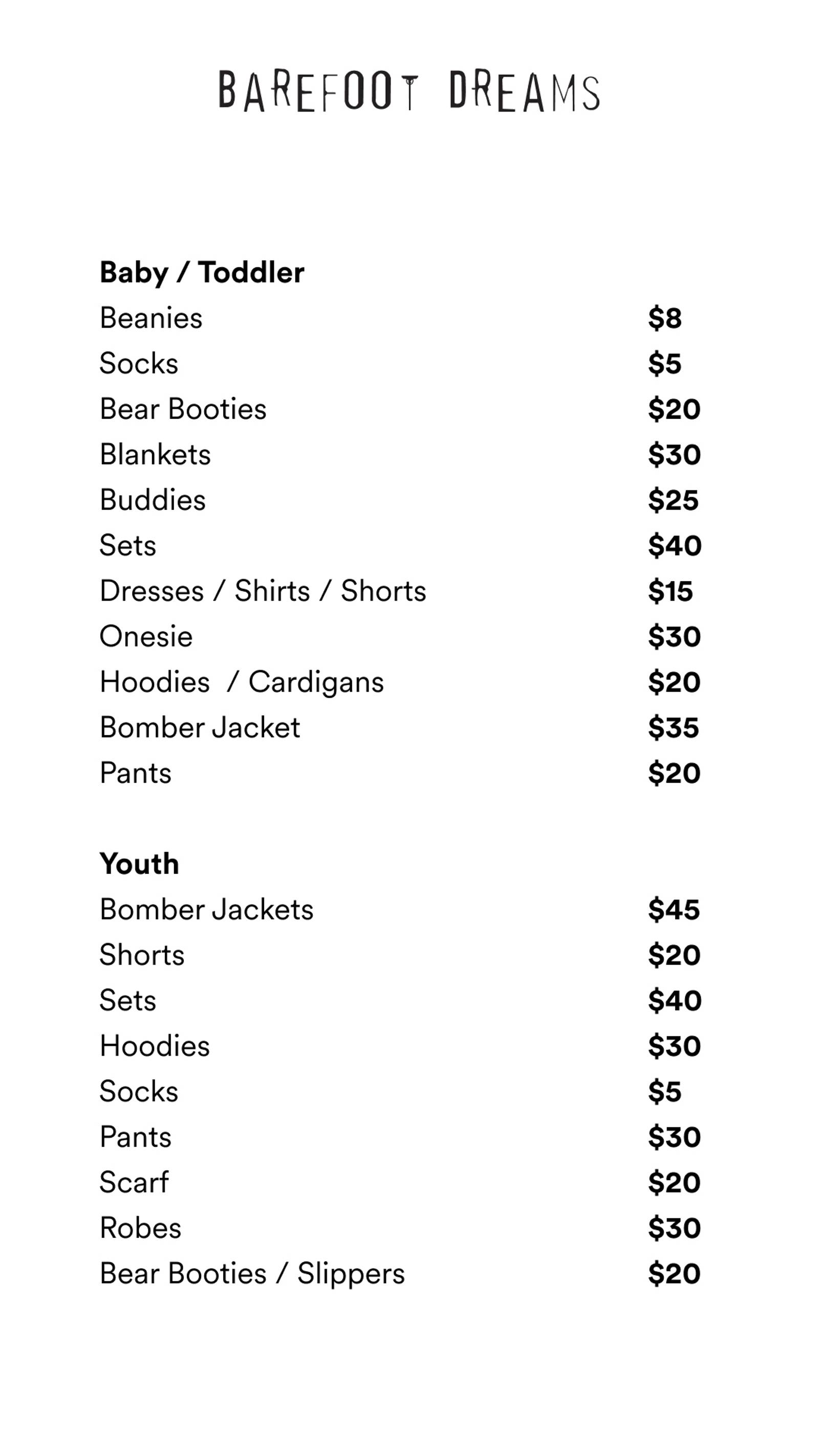 Price list