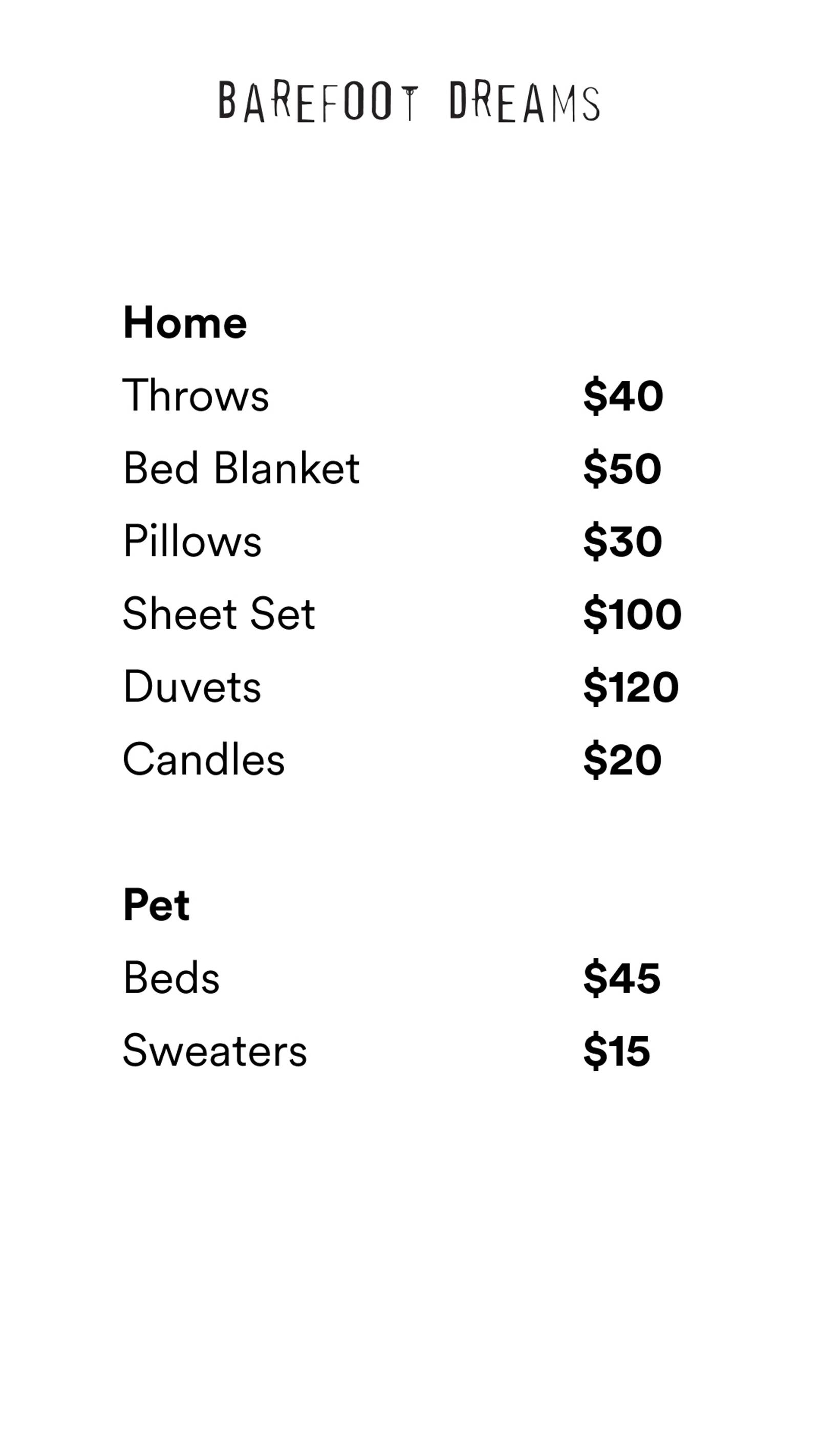 Price list