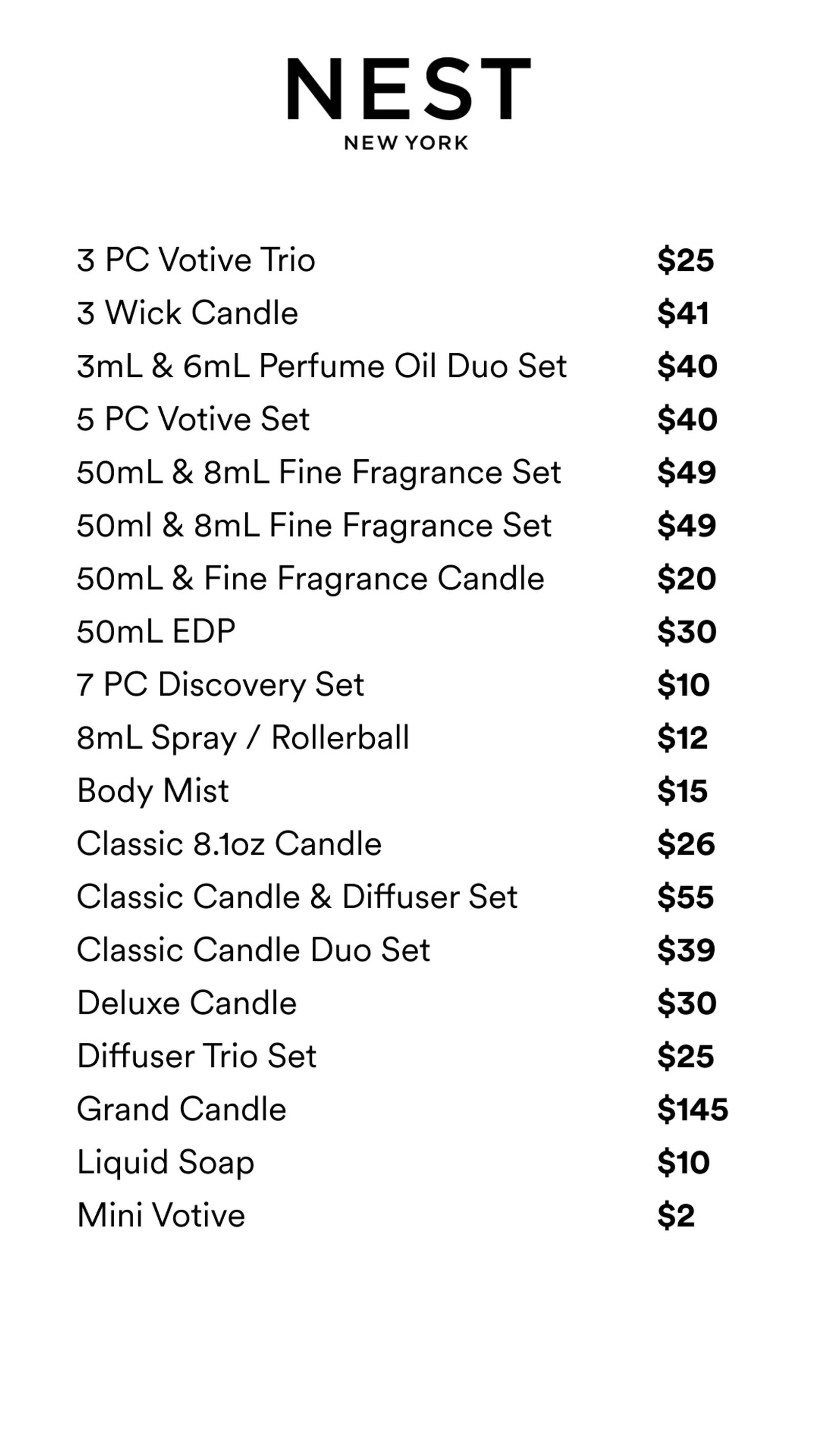 Price list
