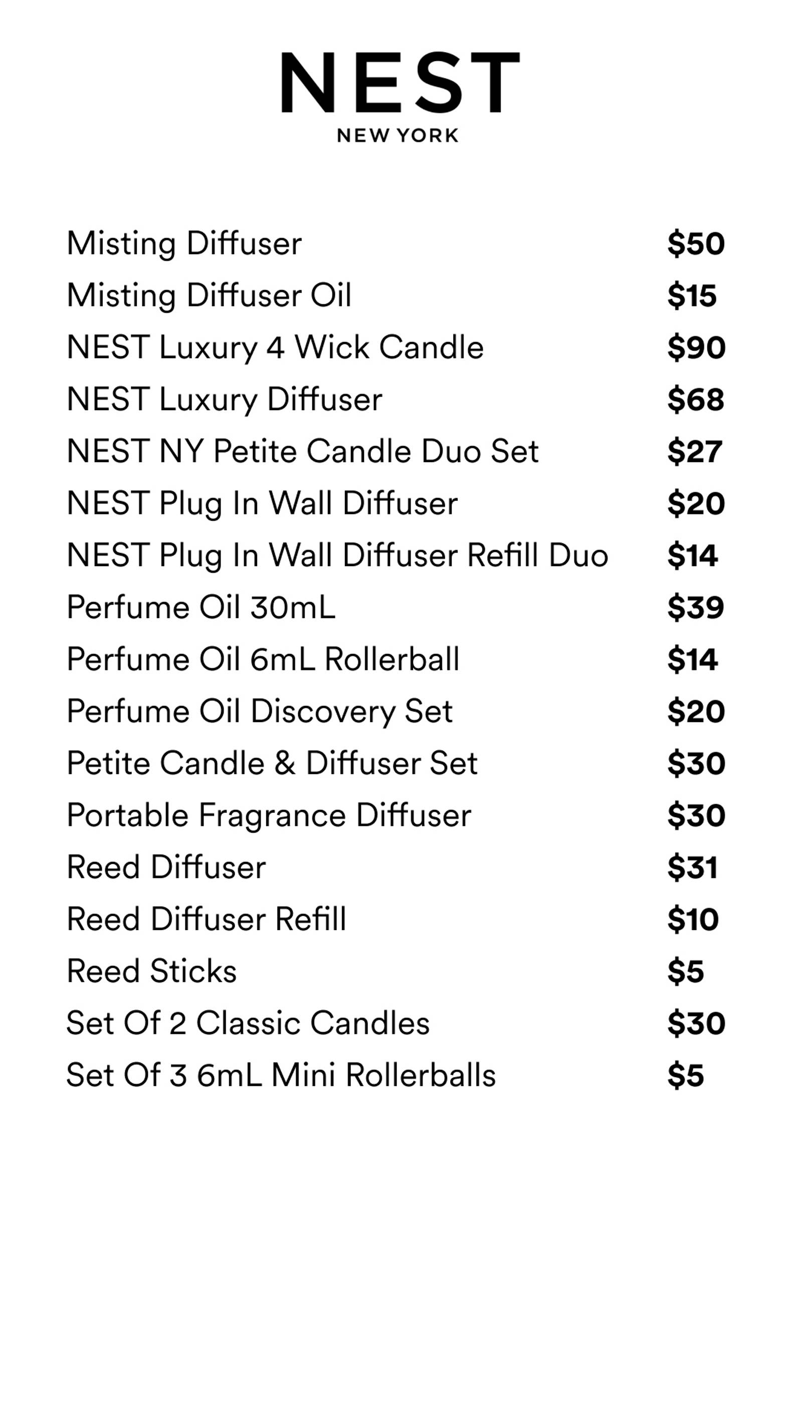Price list