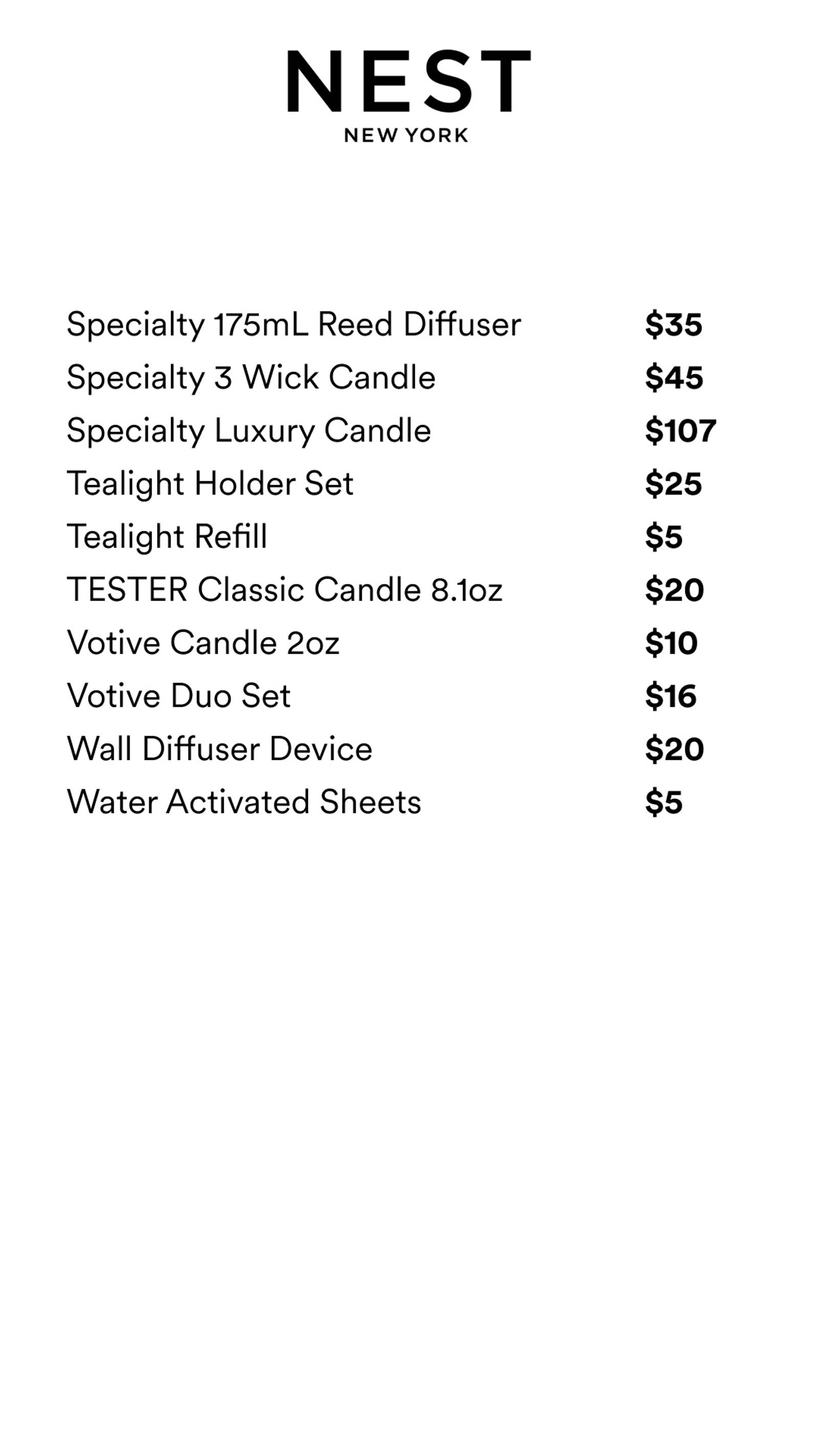 Price list