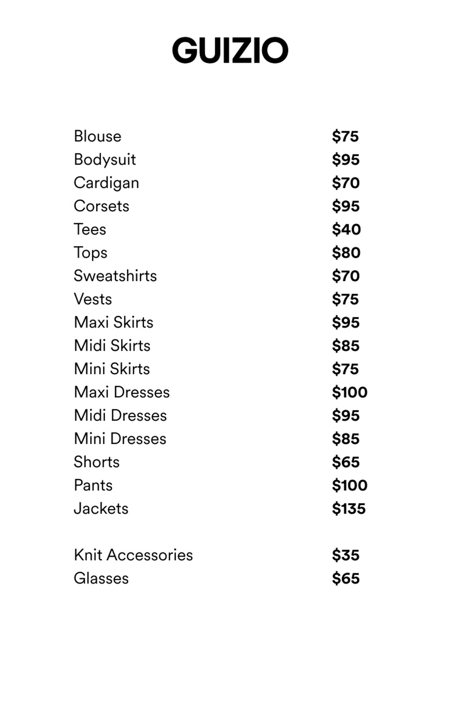 Price list