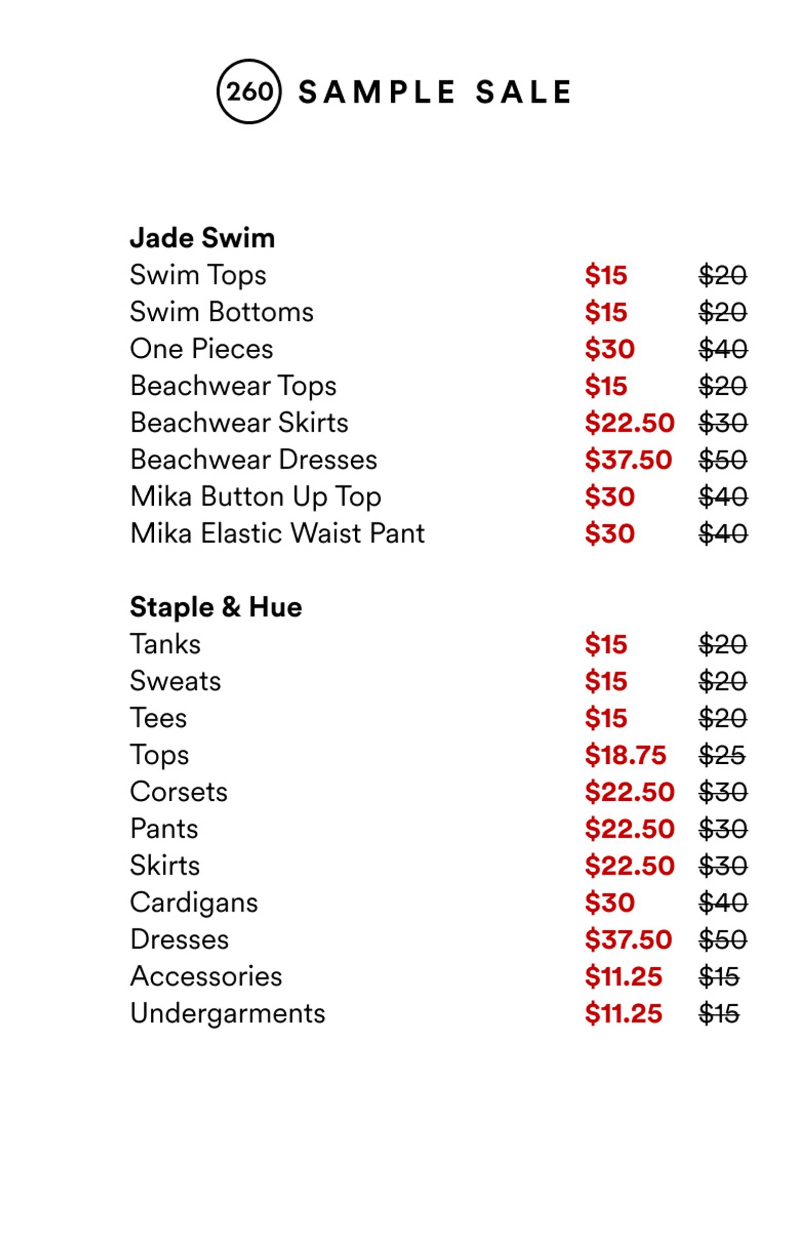 Price list
