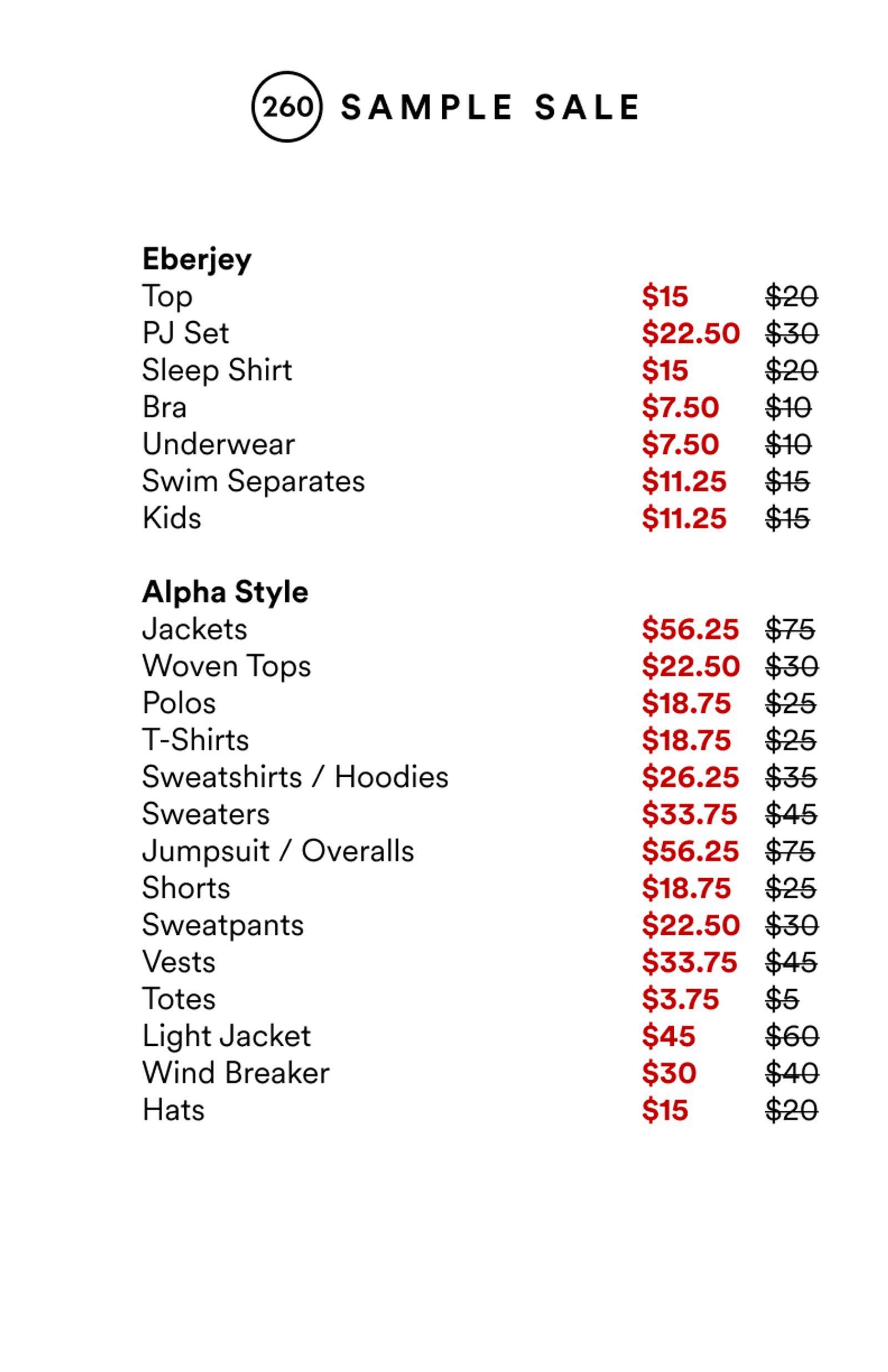 Price list