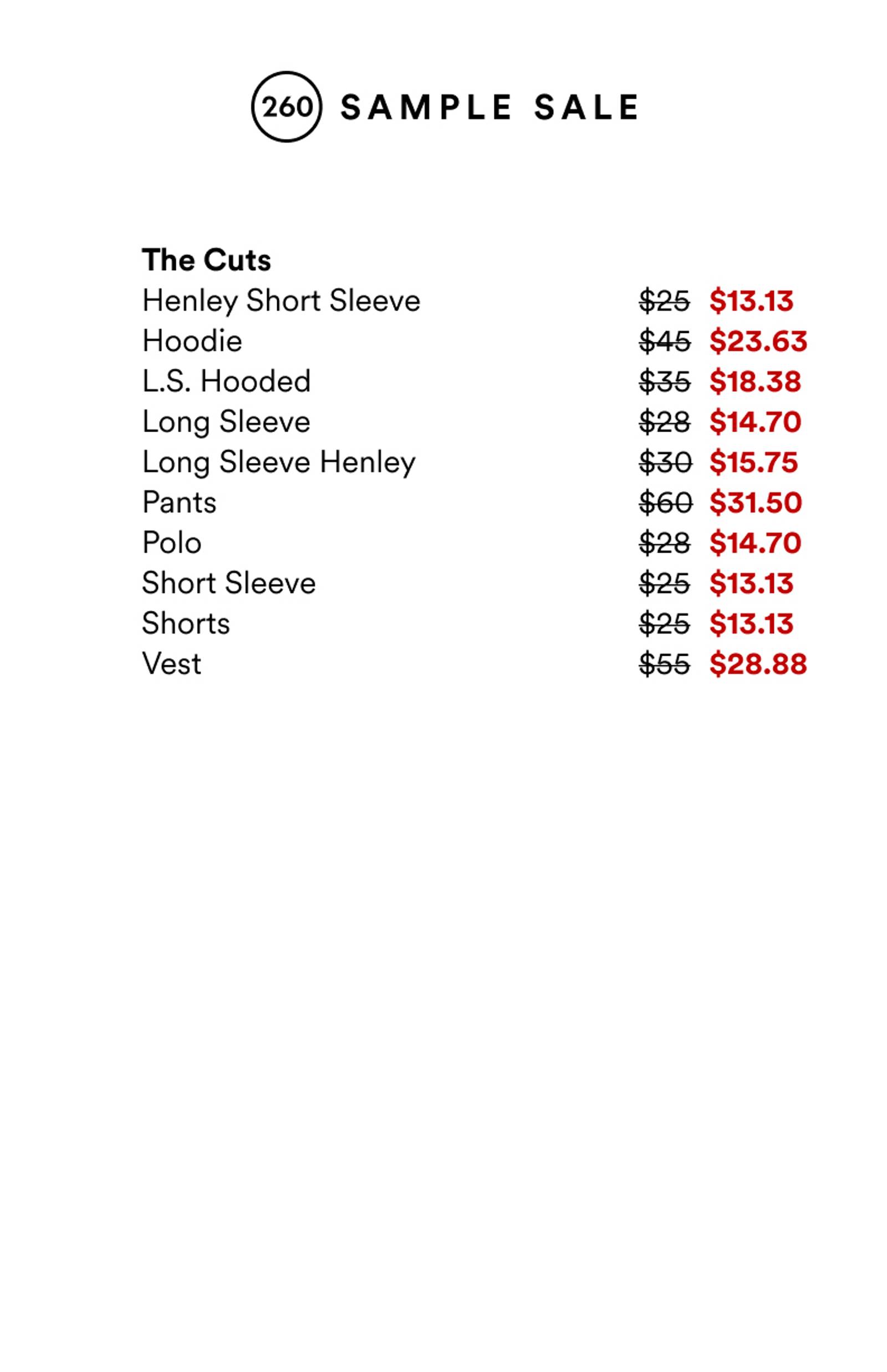 Price list