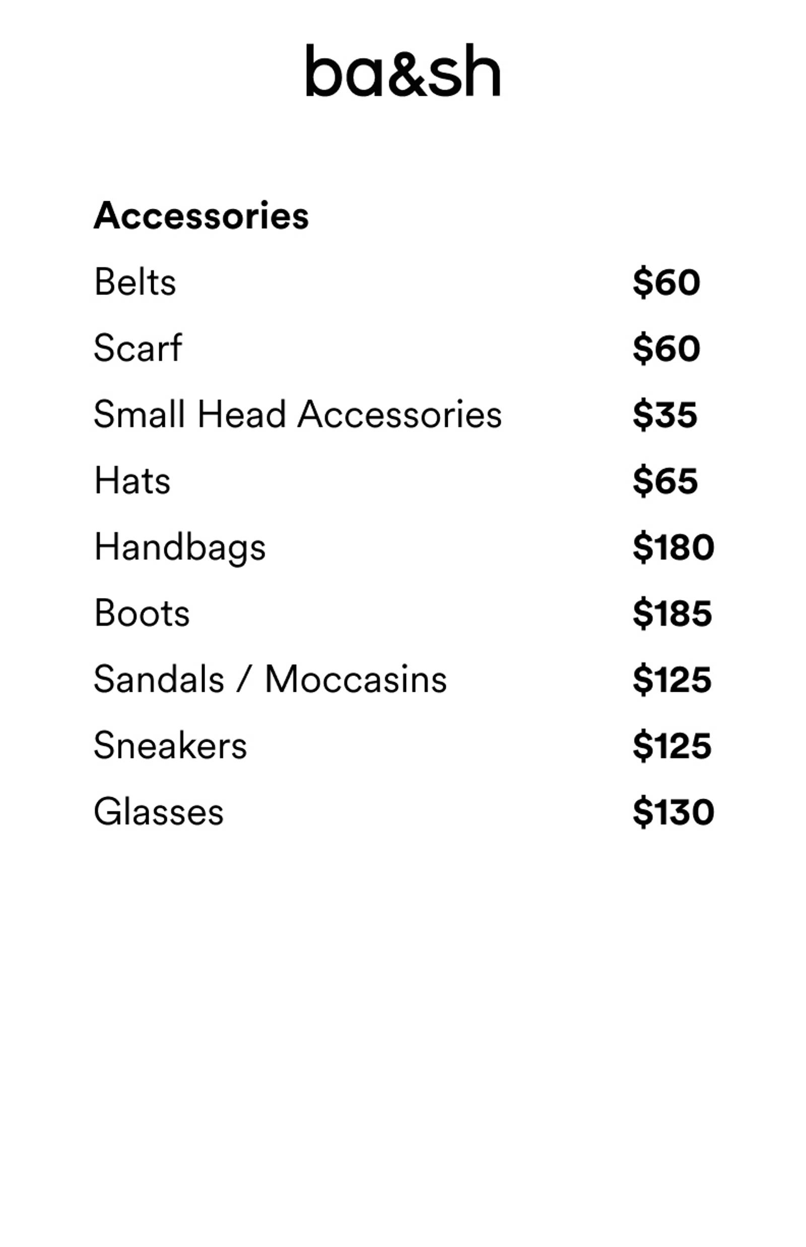 Price list