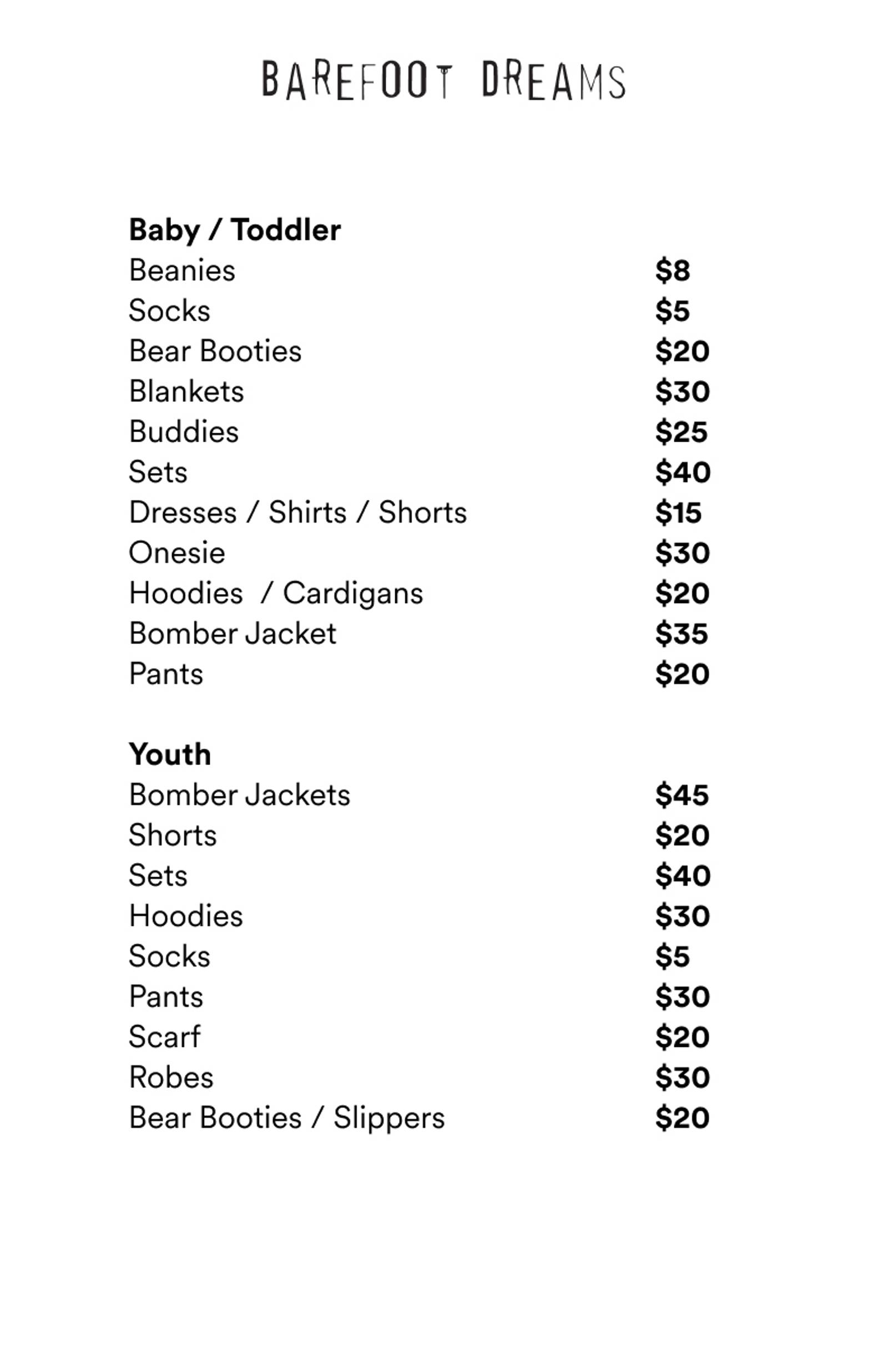 Price list