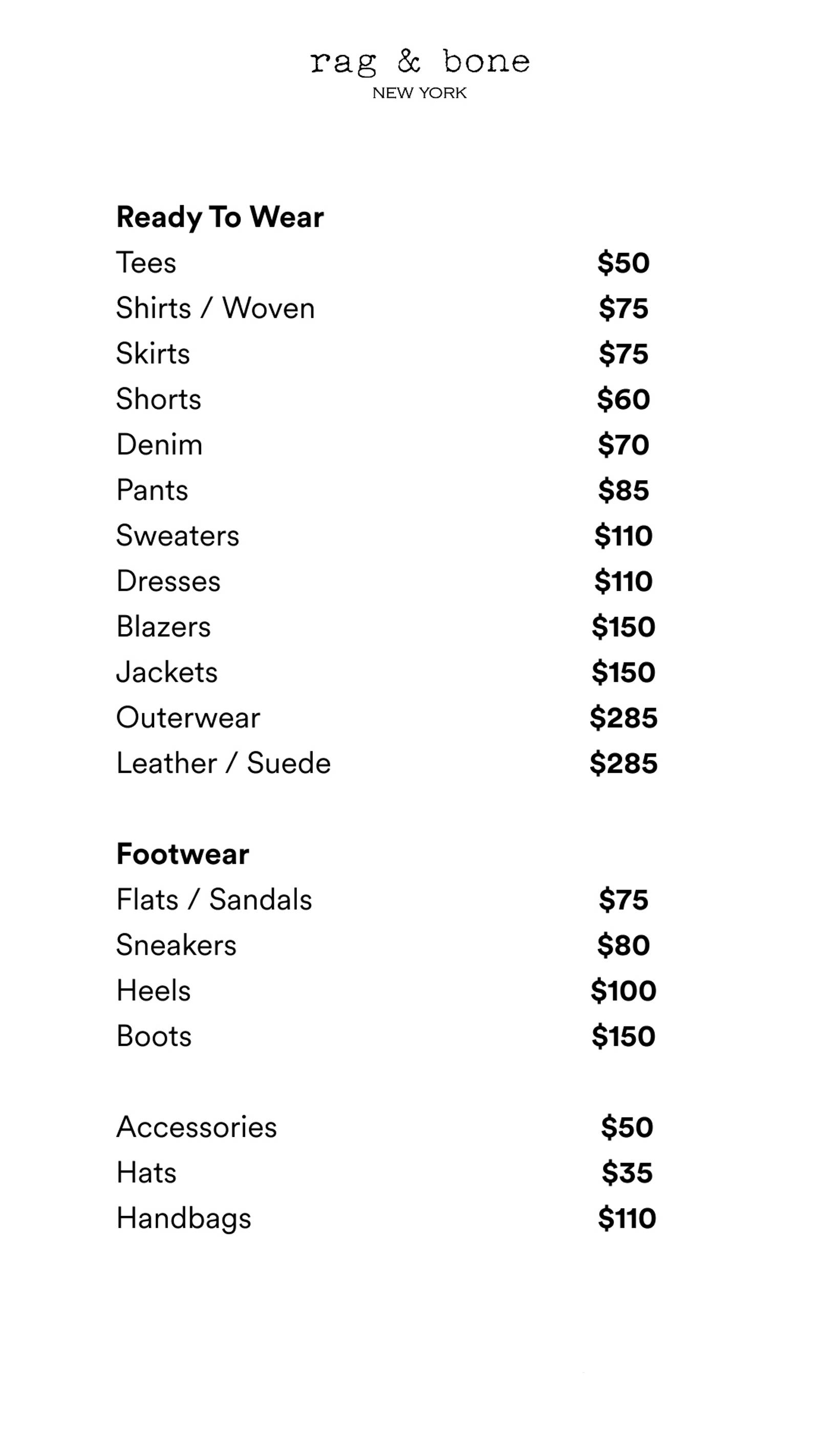 Price list