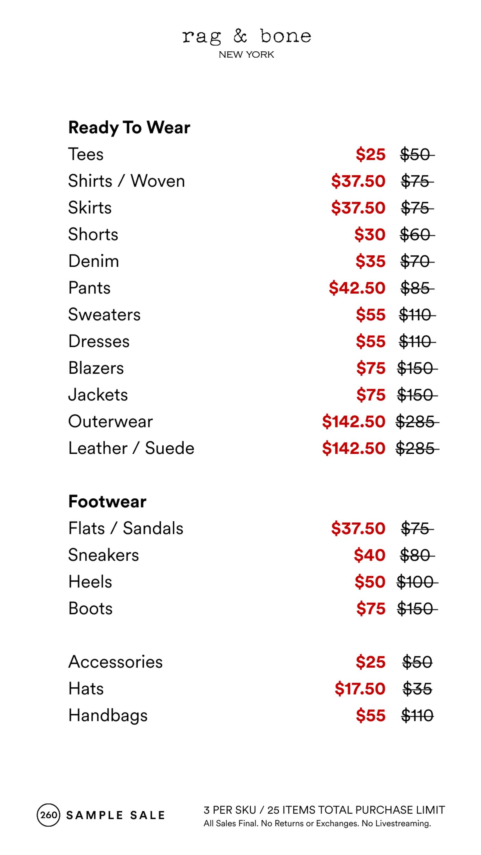 Price list
