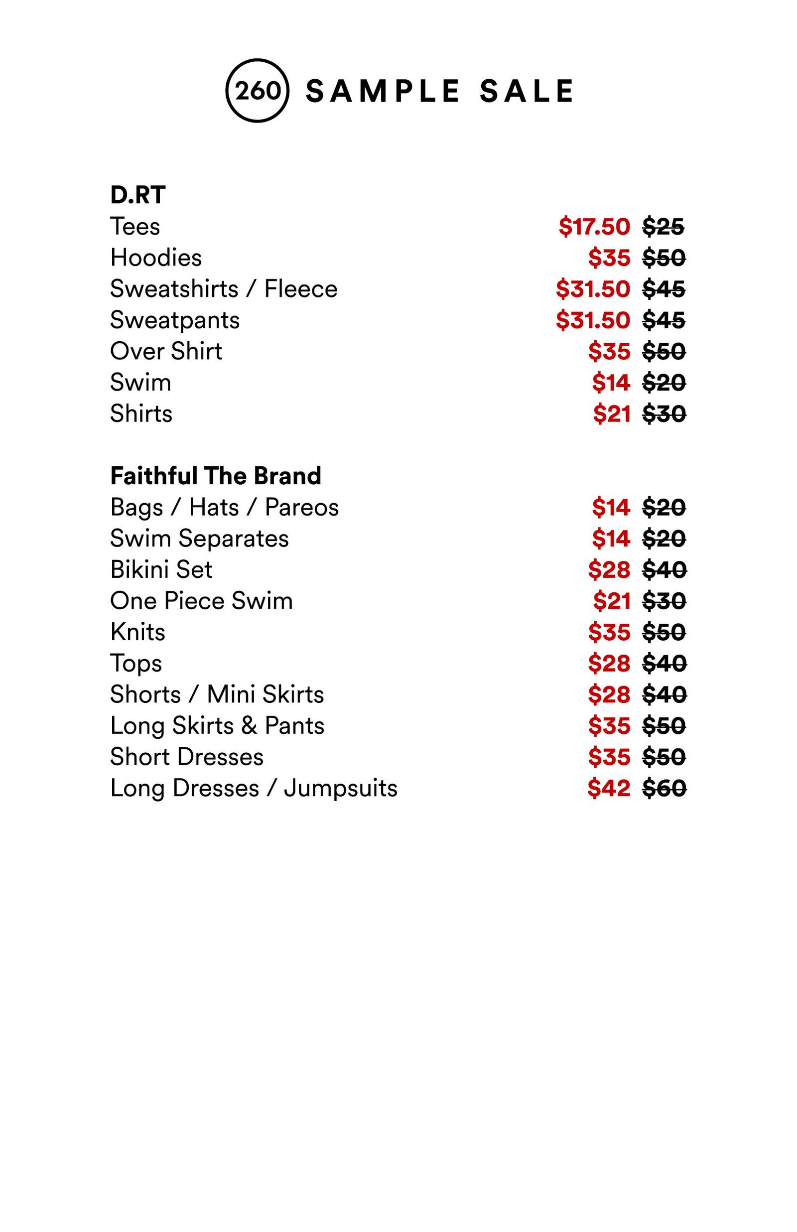 Price list