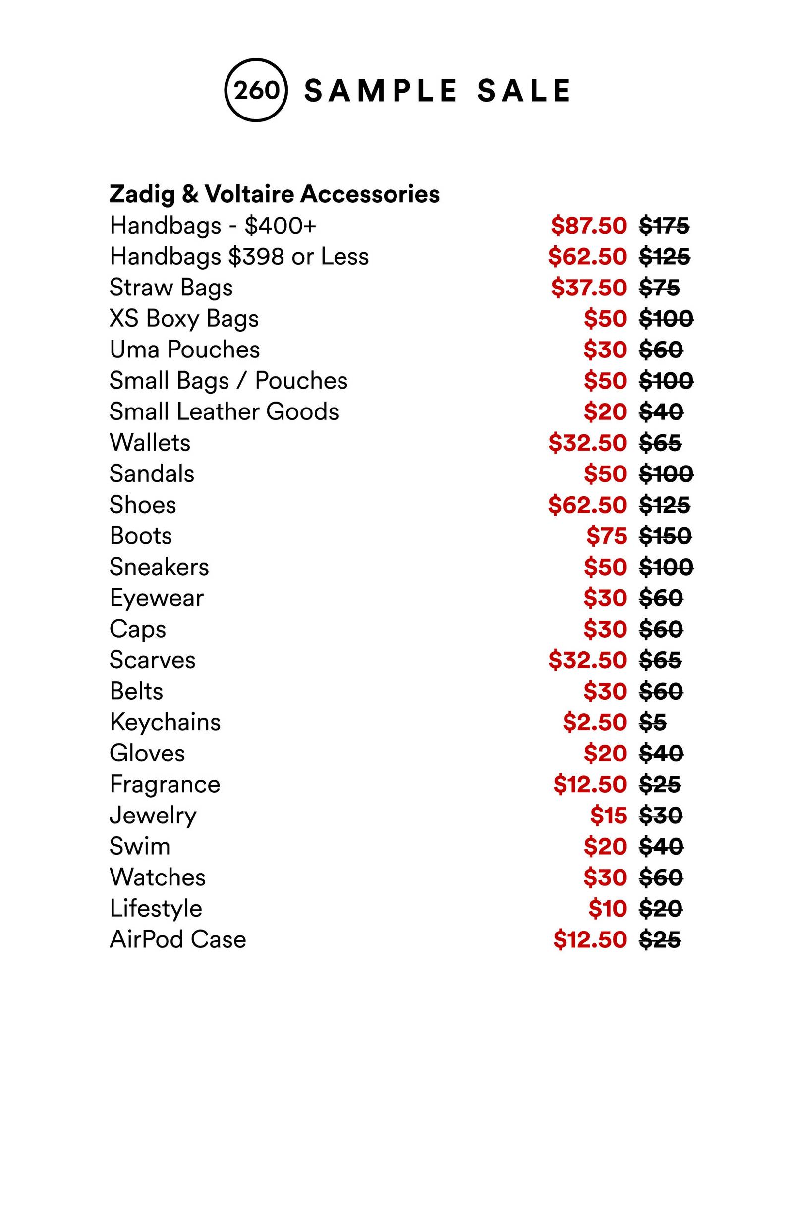 Price list