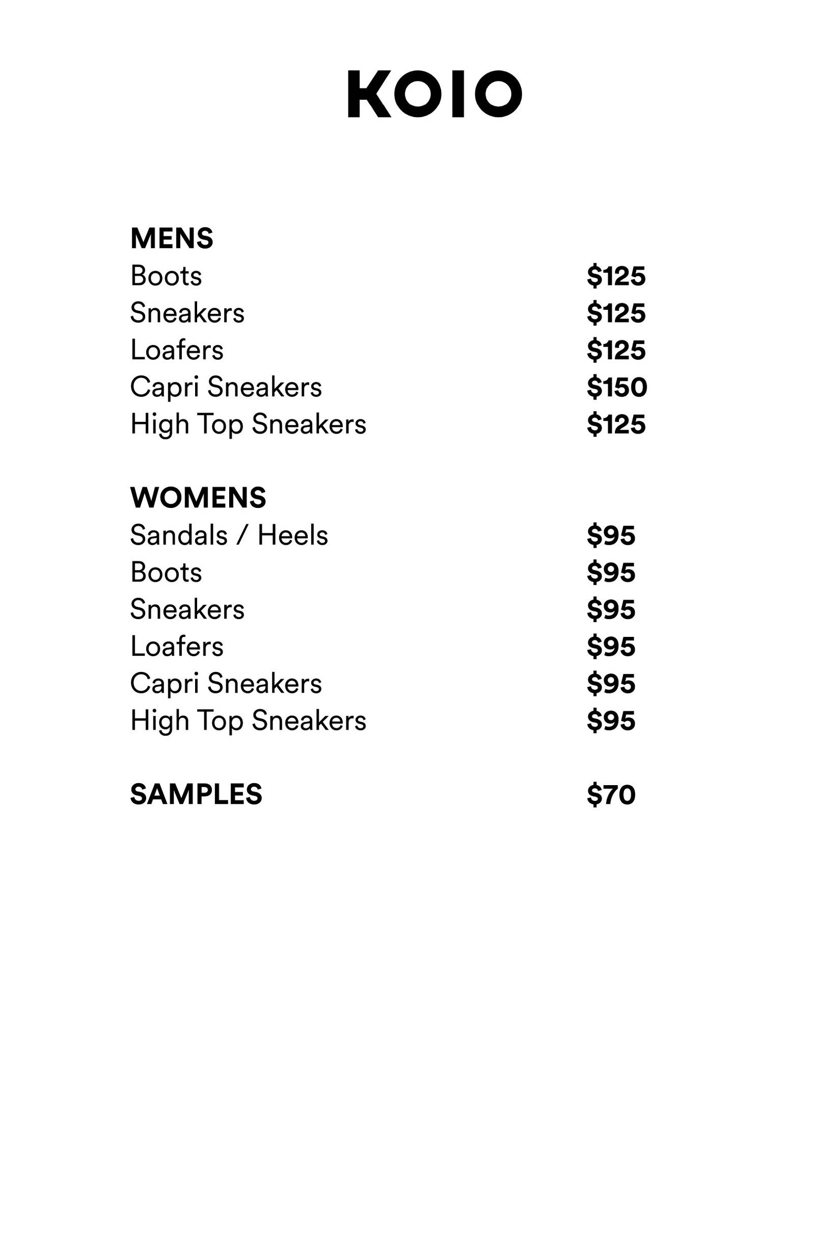 Price list