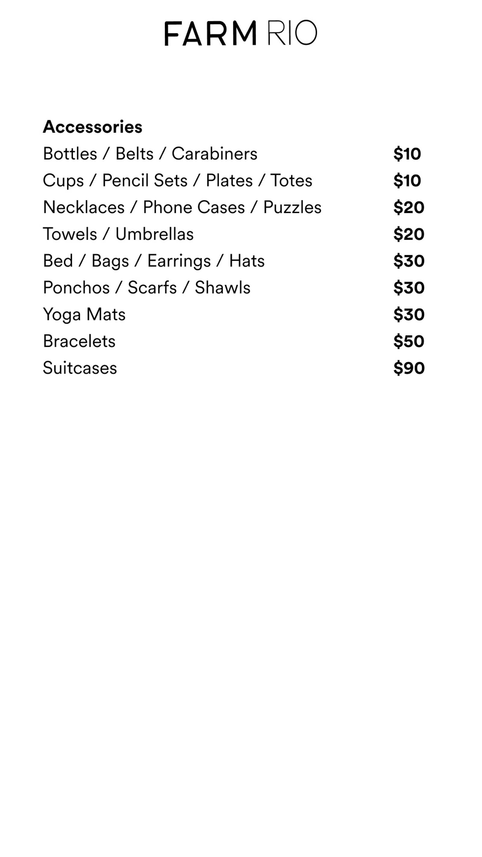 Price list