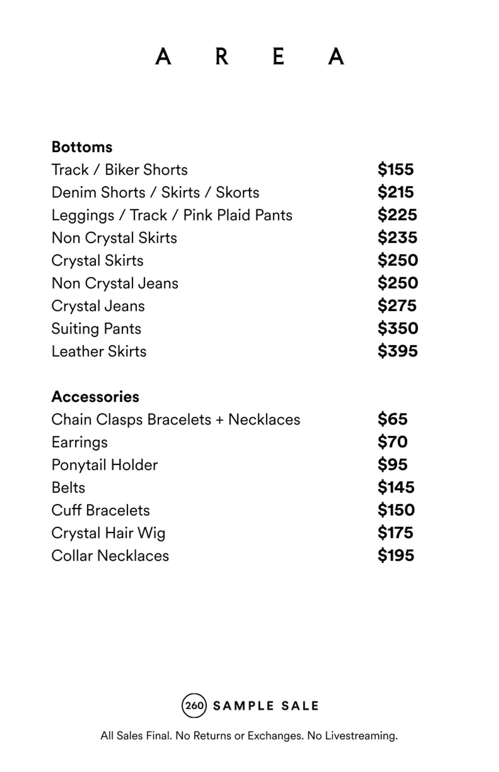 Price list