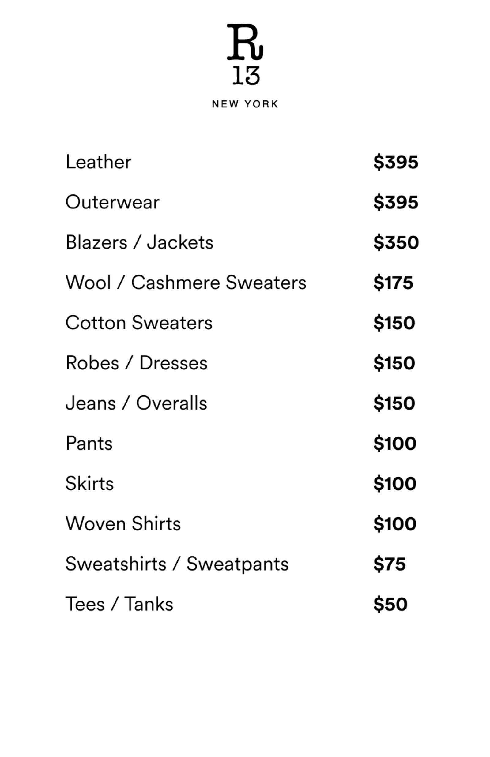 Price list