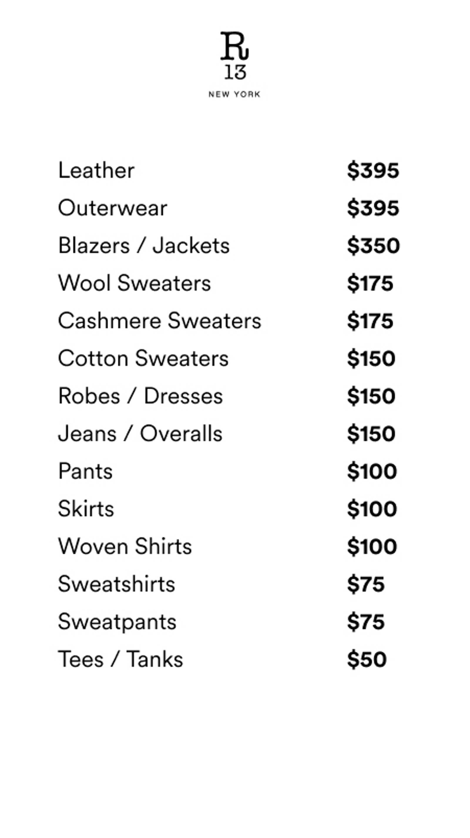 Price list