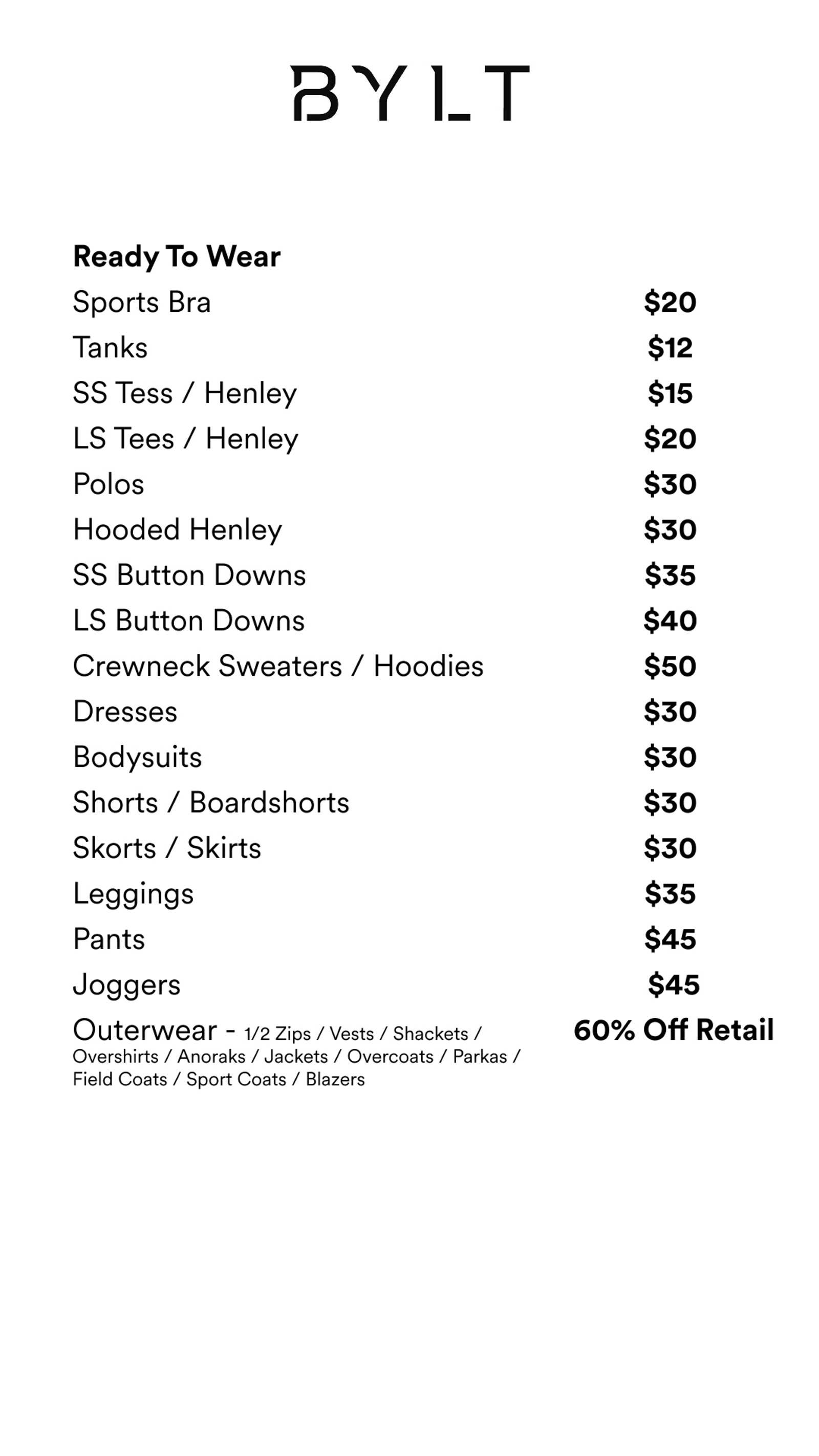 Price list