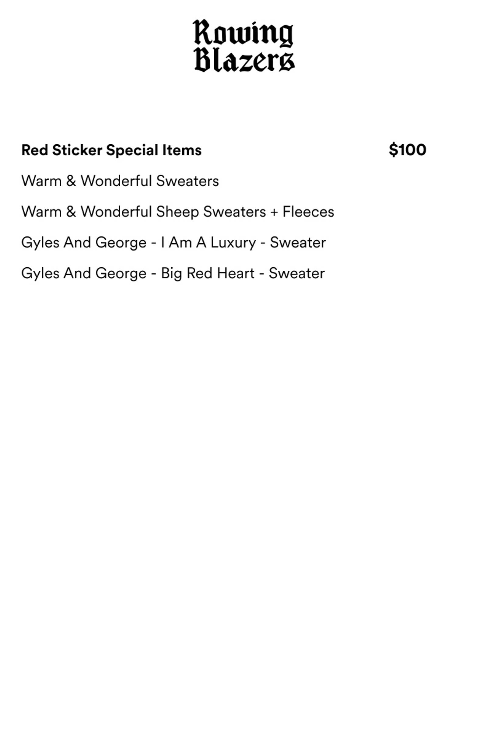Price list