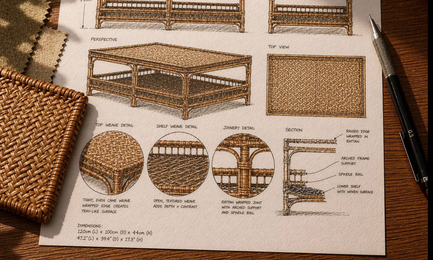 Panama Rattan Coffee Table (Brown)