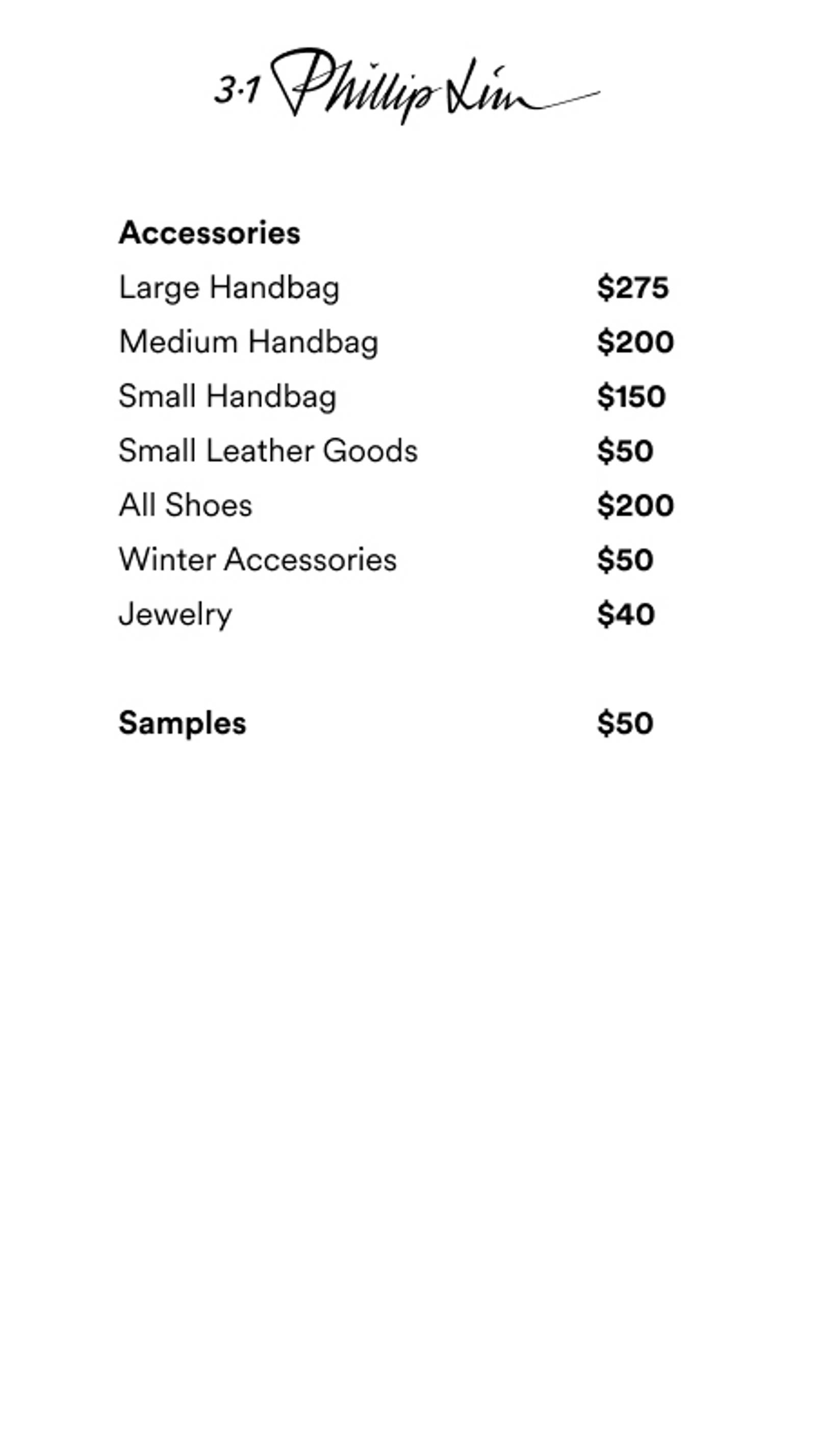 Price list