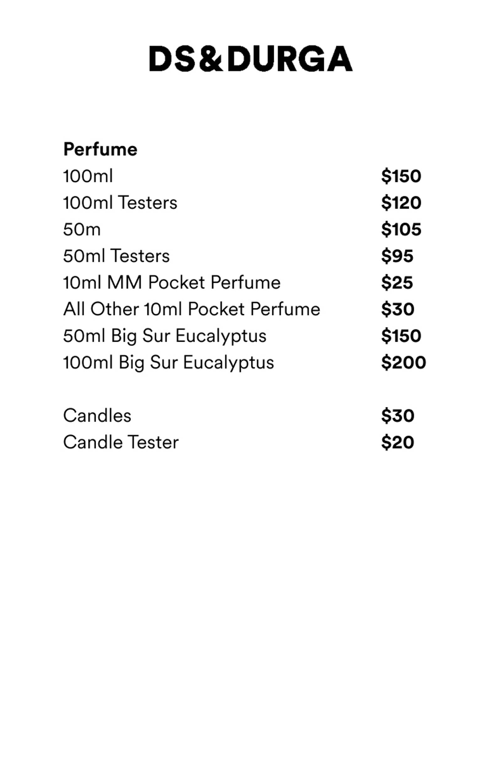 Price list