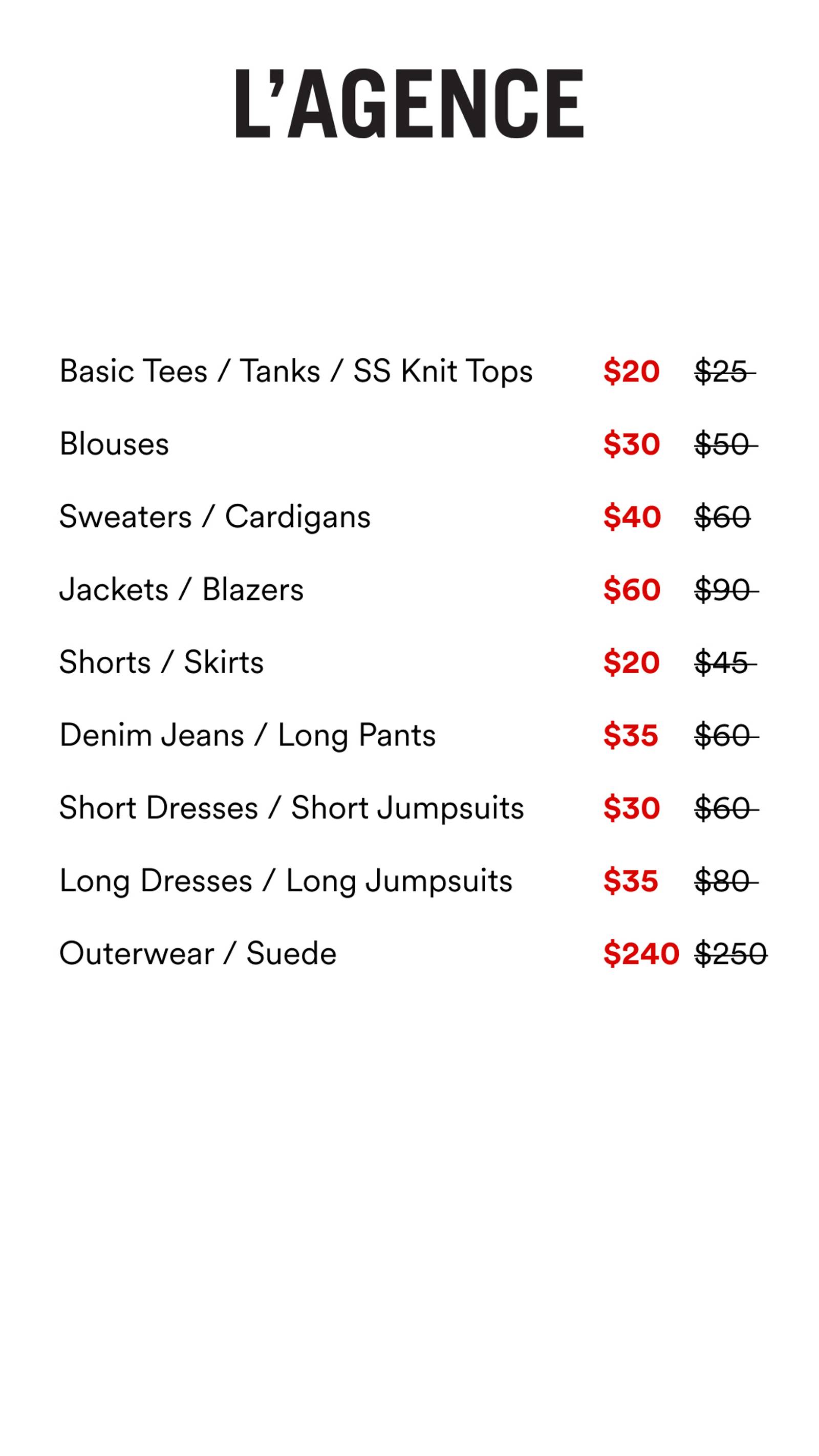 Price list