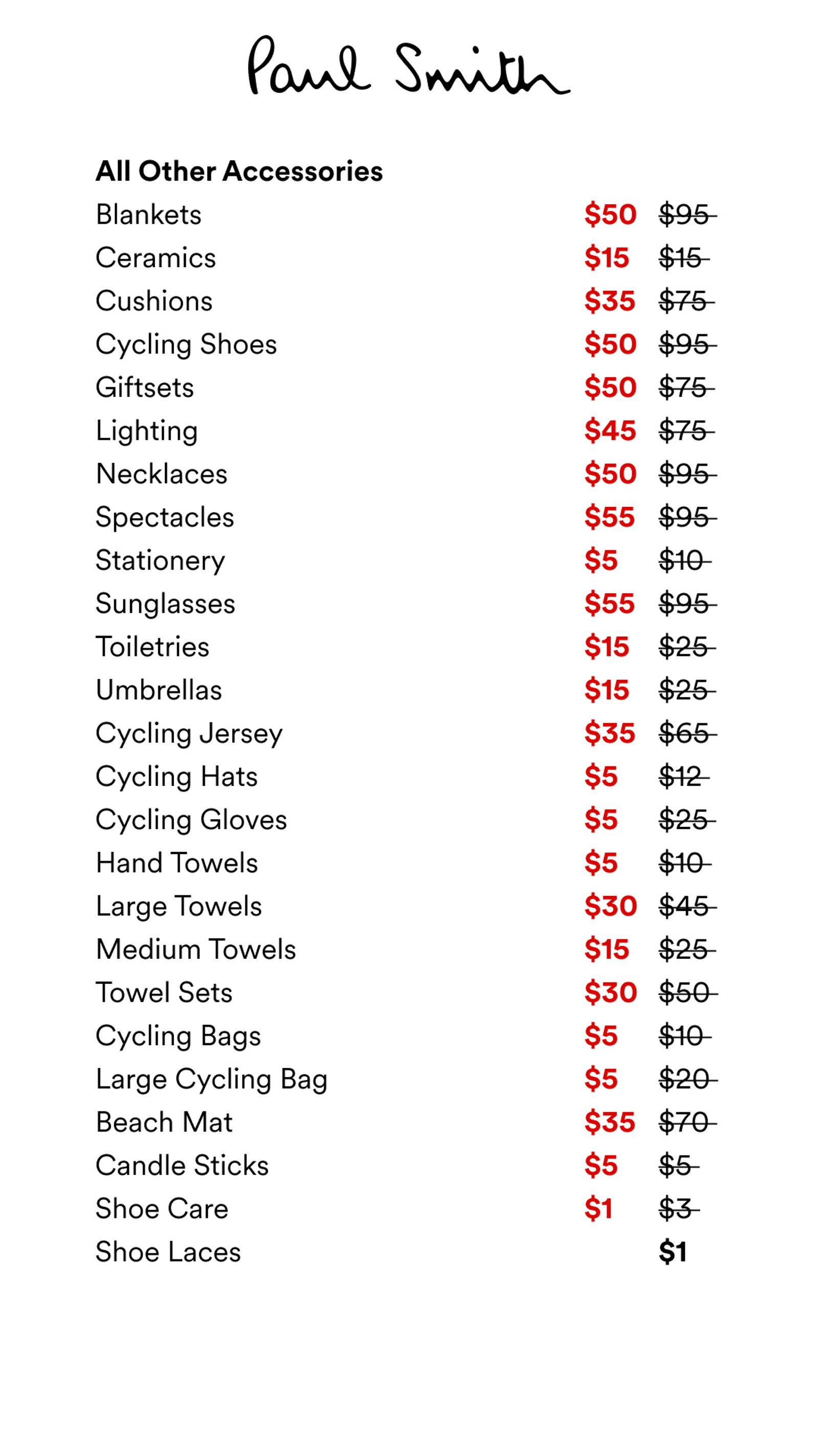 Price list