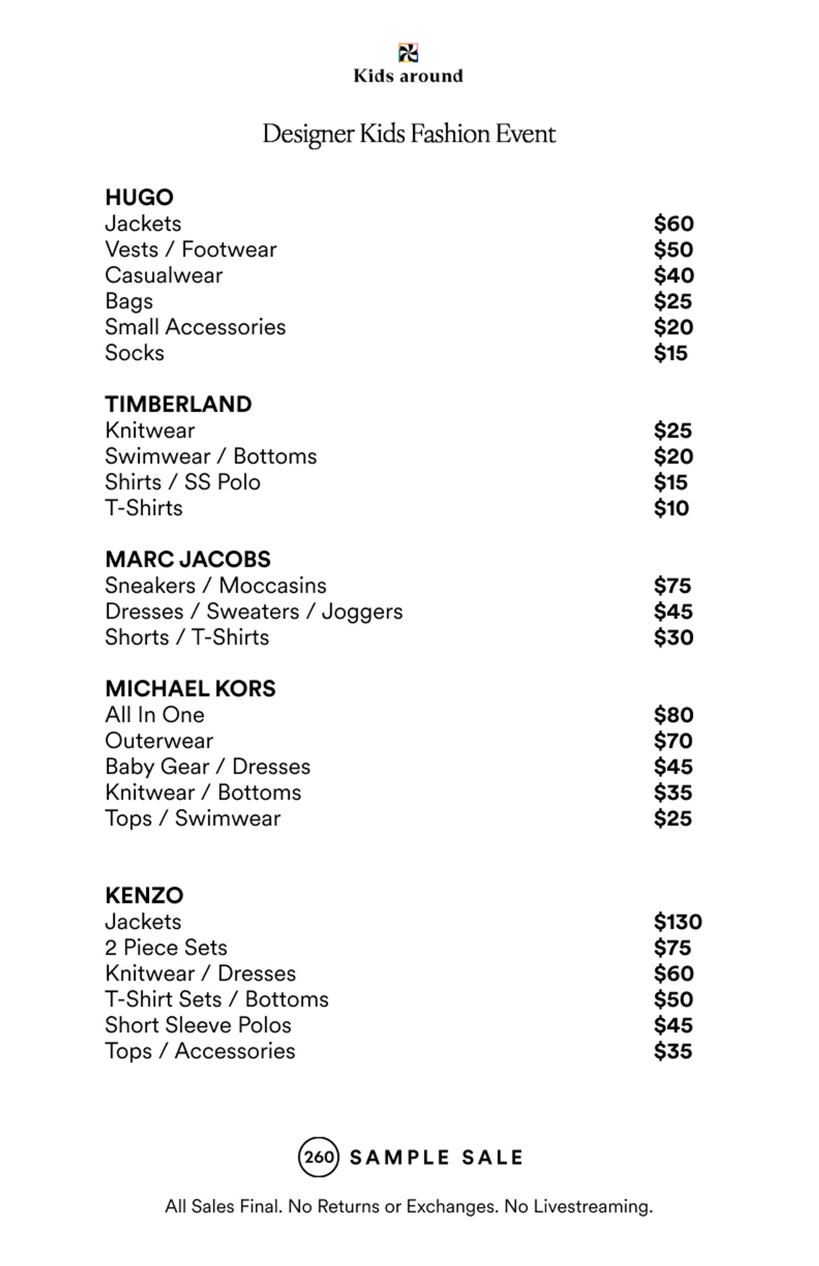 Price list