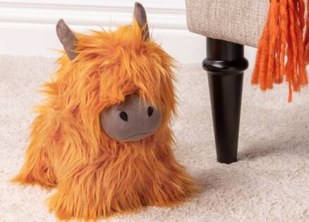 orange highland cow door stop