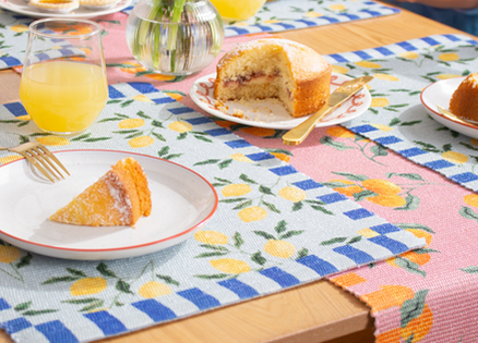 spring summer place mat and table runners in fruit design