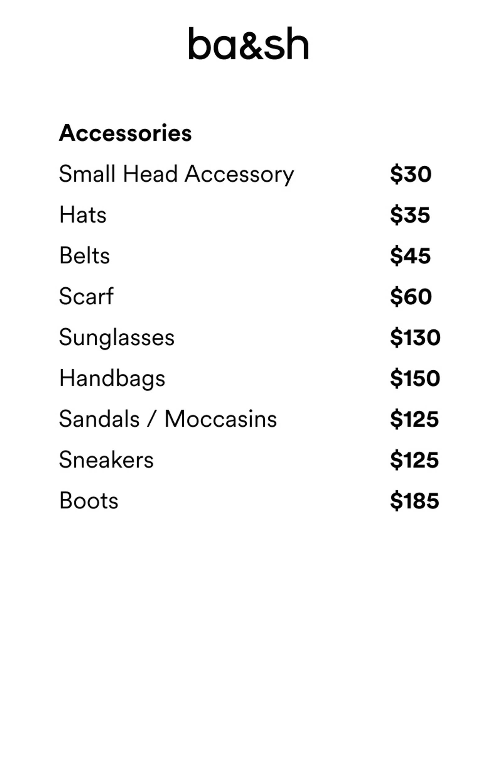 Price list