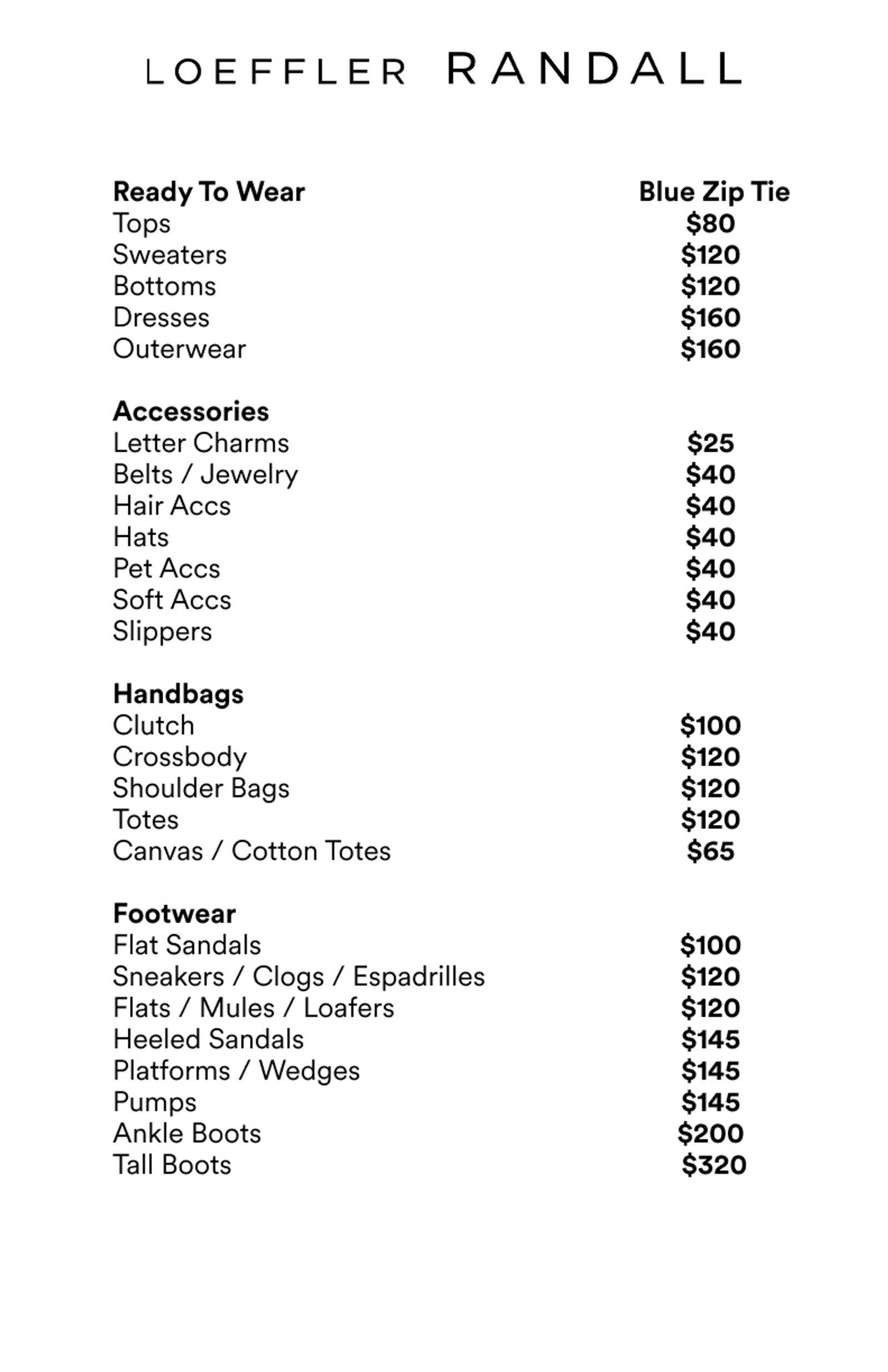 Price list