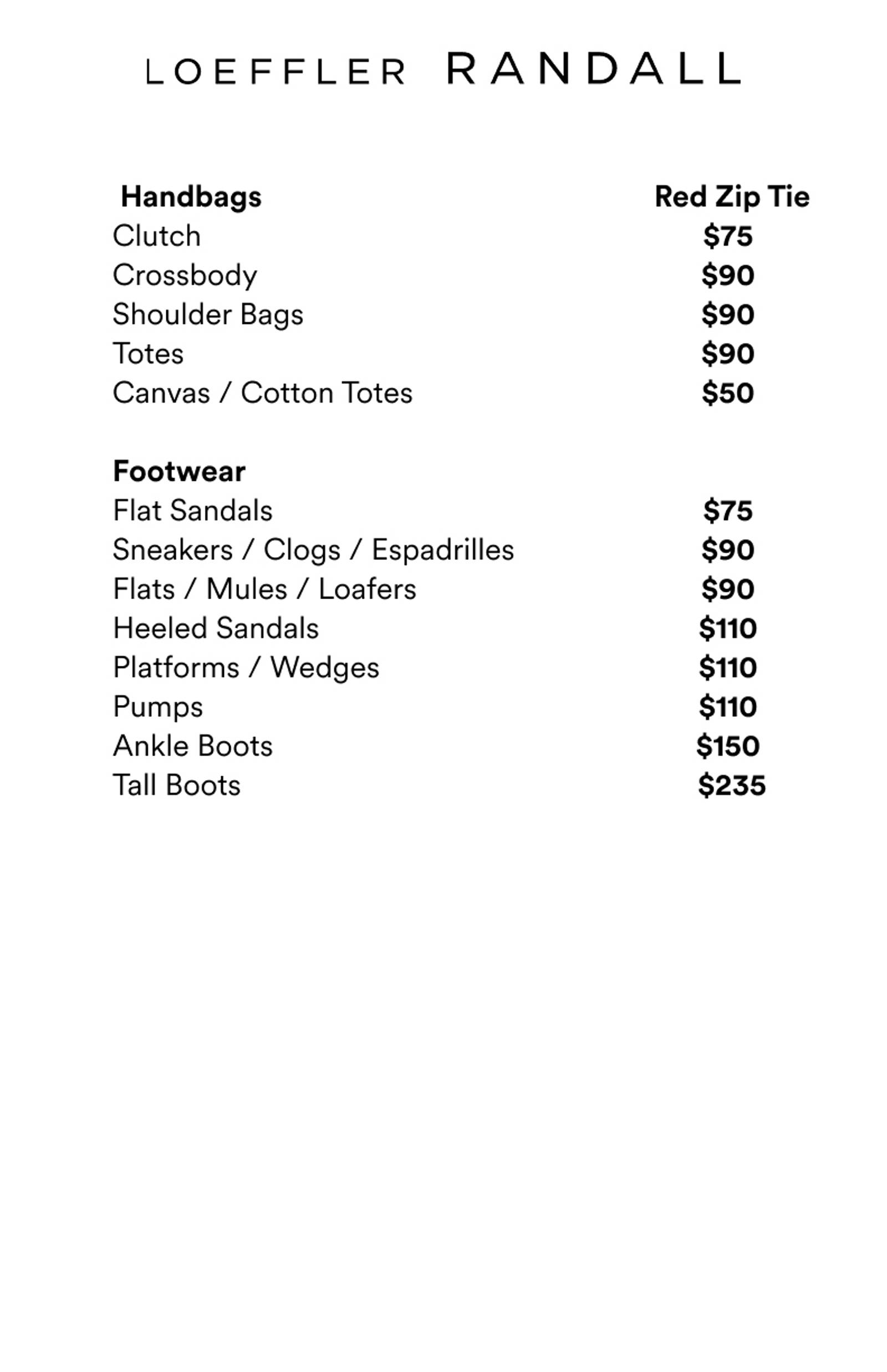 Price list