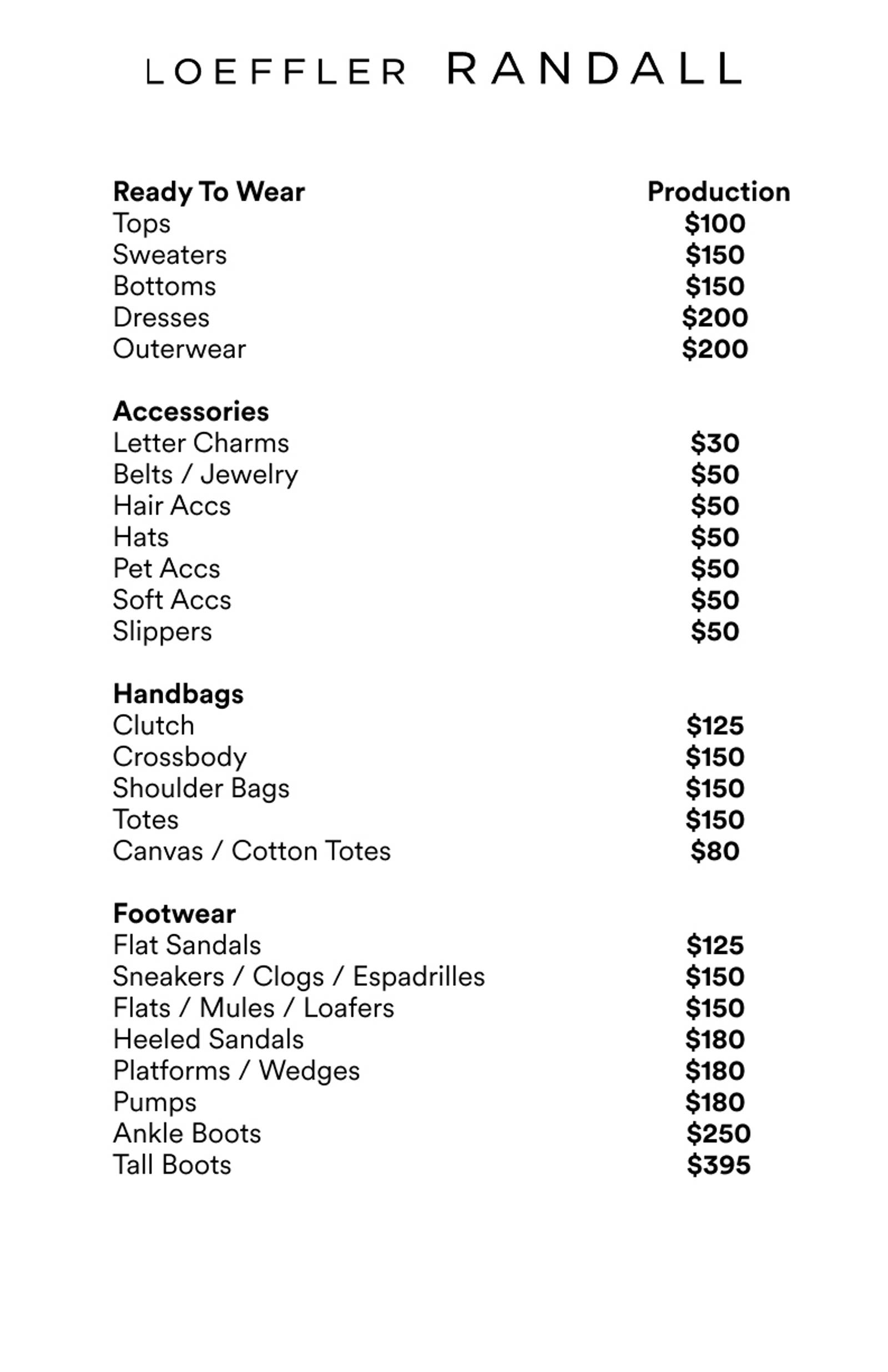 Price list