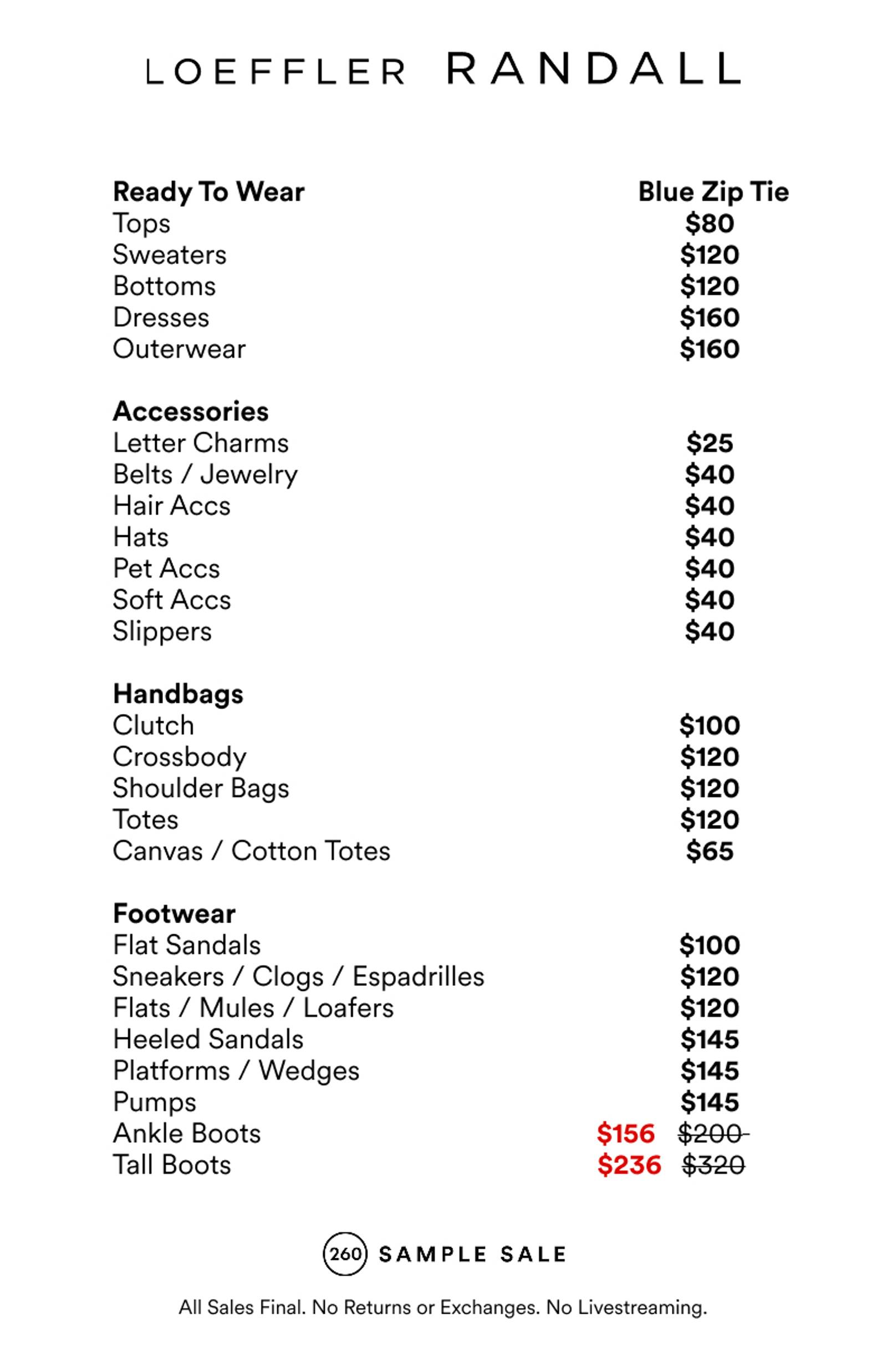 Price list