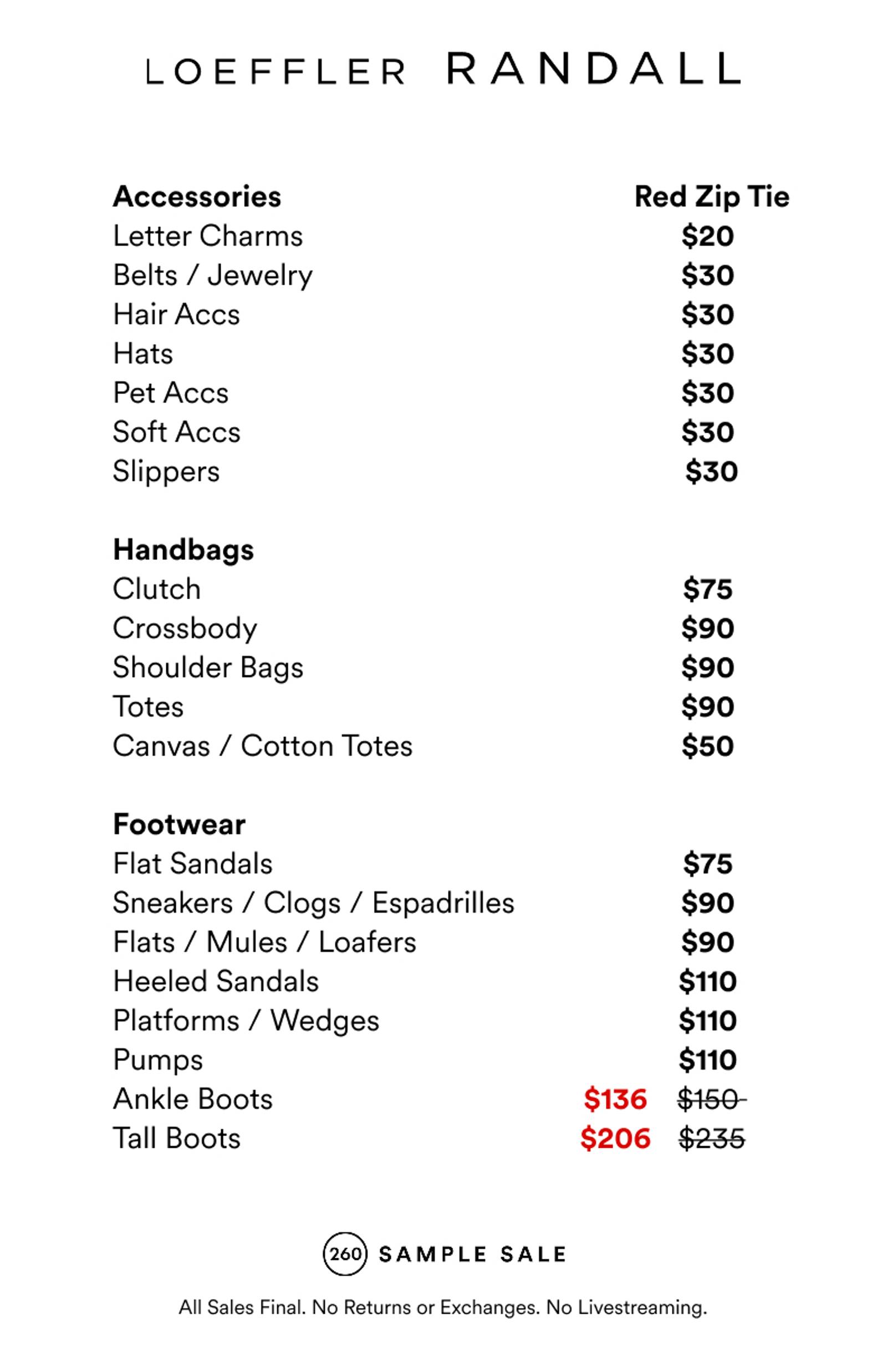 Price list