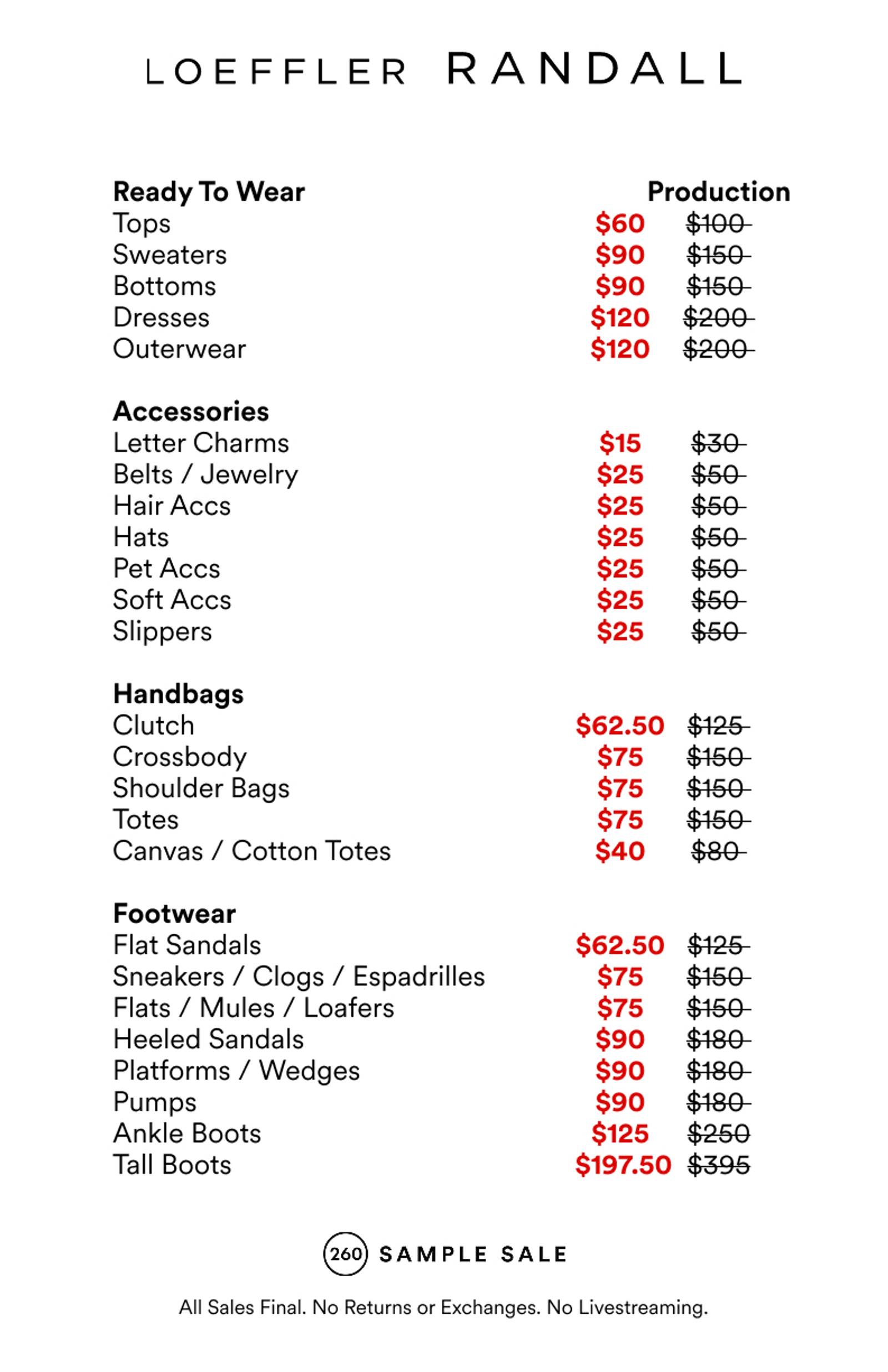 Price list