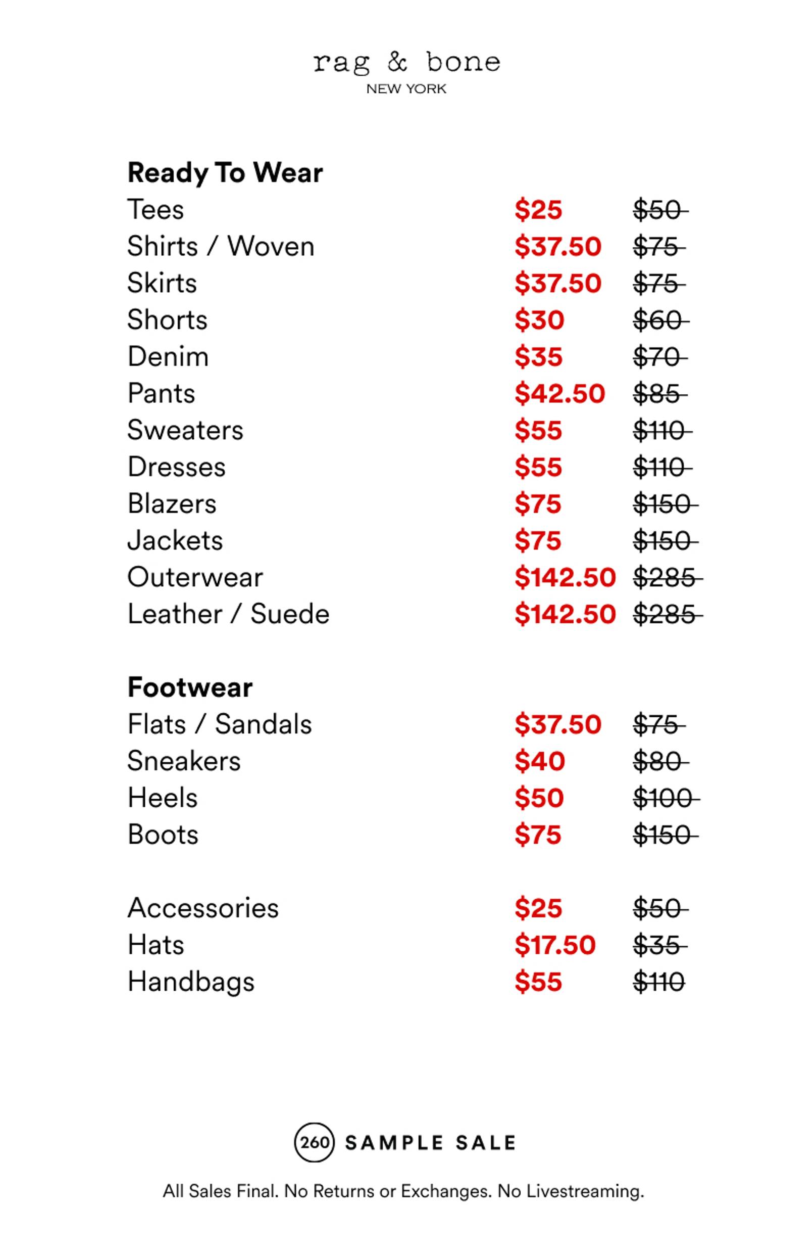 Price list